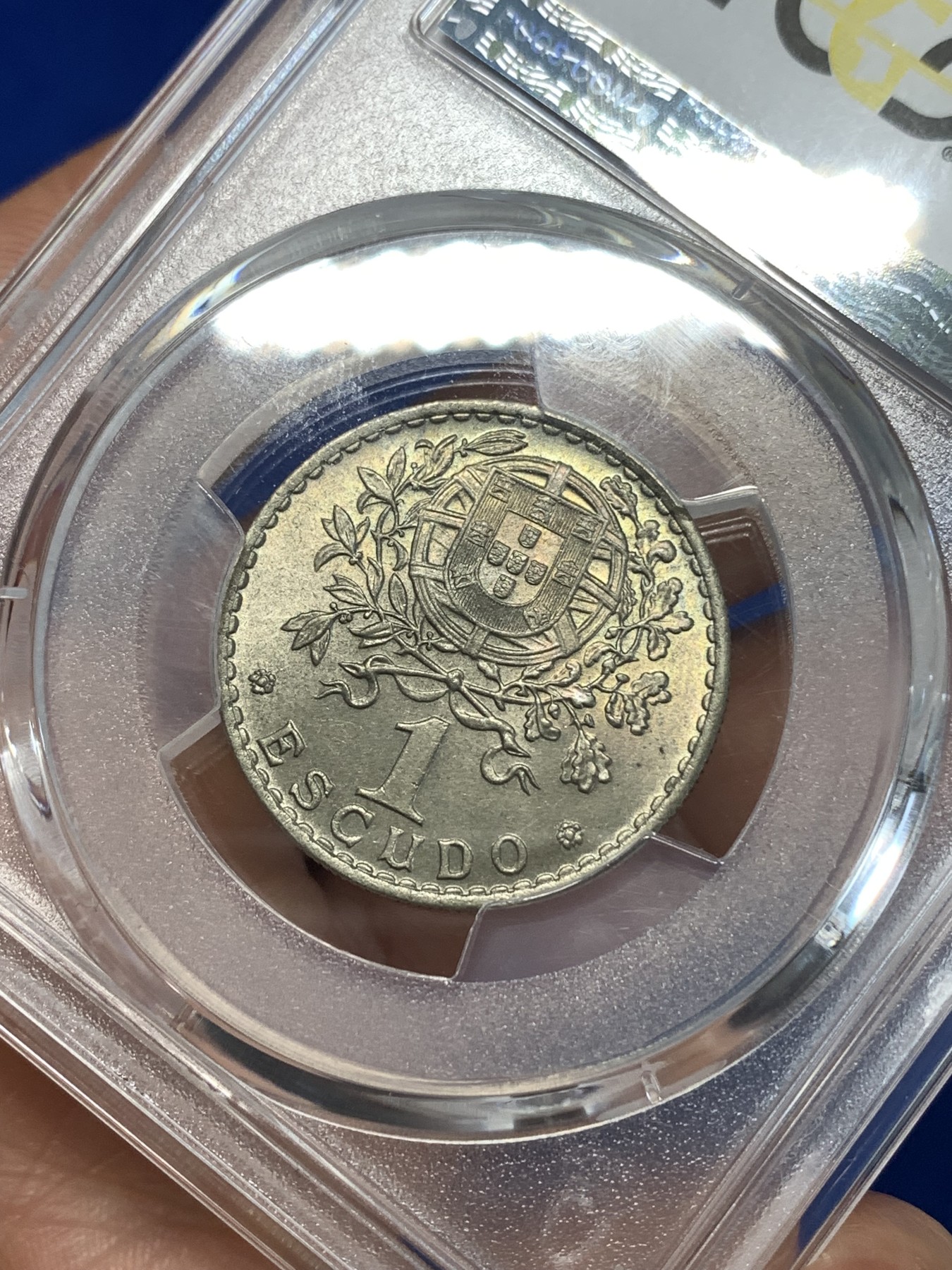 《竞宝斋》第261场-周日，周一，周二 3场连拍 (全场包邮) PCGS金盾 MS66 葡萄牙1965年1埃斯库多镍币，唯一冠军分