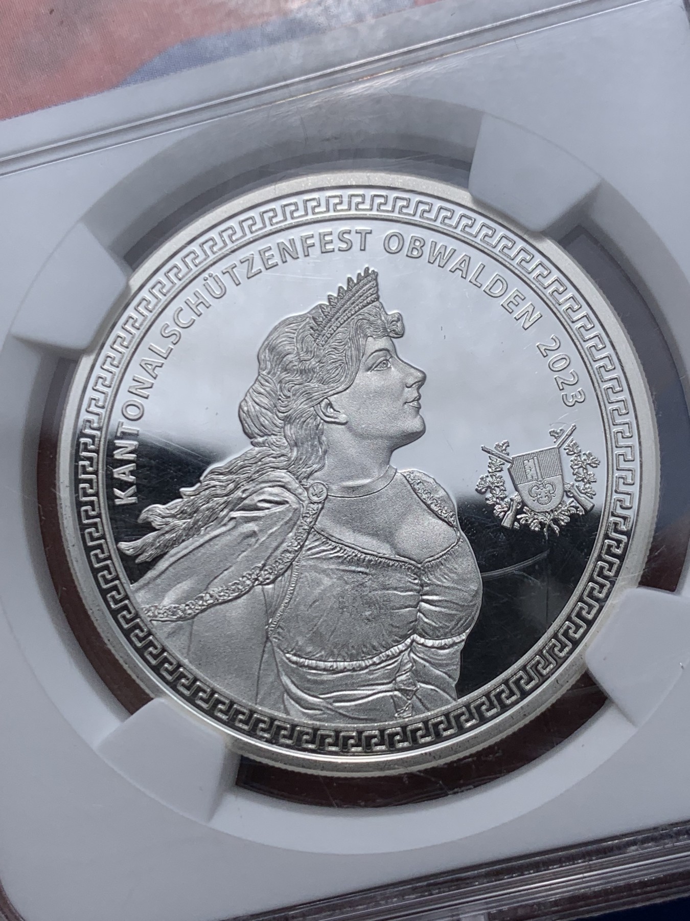 《竞宝斋》第261场-周日，周一，周二 3场连拍 (全场包邮) NGC PF68UC 瑞士2023年奥布瓦尔登射击节 吉斯维尔女神 50法郎精制币 限量1000枚 裸币1500+