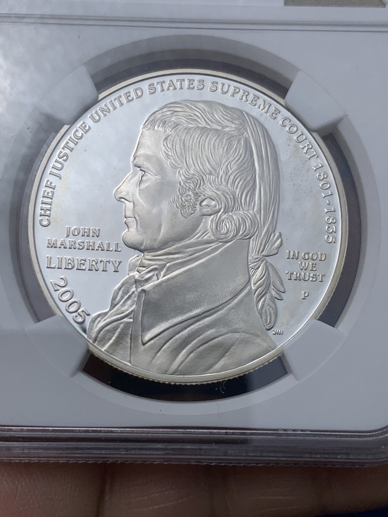 《竞宝斋》第261场-周日，周一，周二 3场连拍 (全场包邮) NGC PF69UC 美国2005年P版约翰马歇尔1美元精制大银币