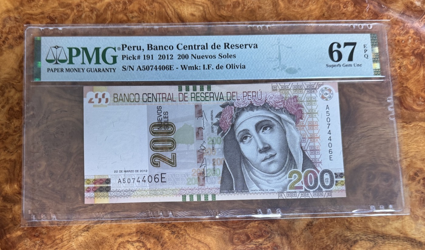 Chase Auction 第28期 - - 外钞、民国钞和人民币混合场！ 2012年秘鲁200元，PMG67！