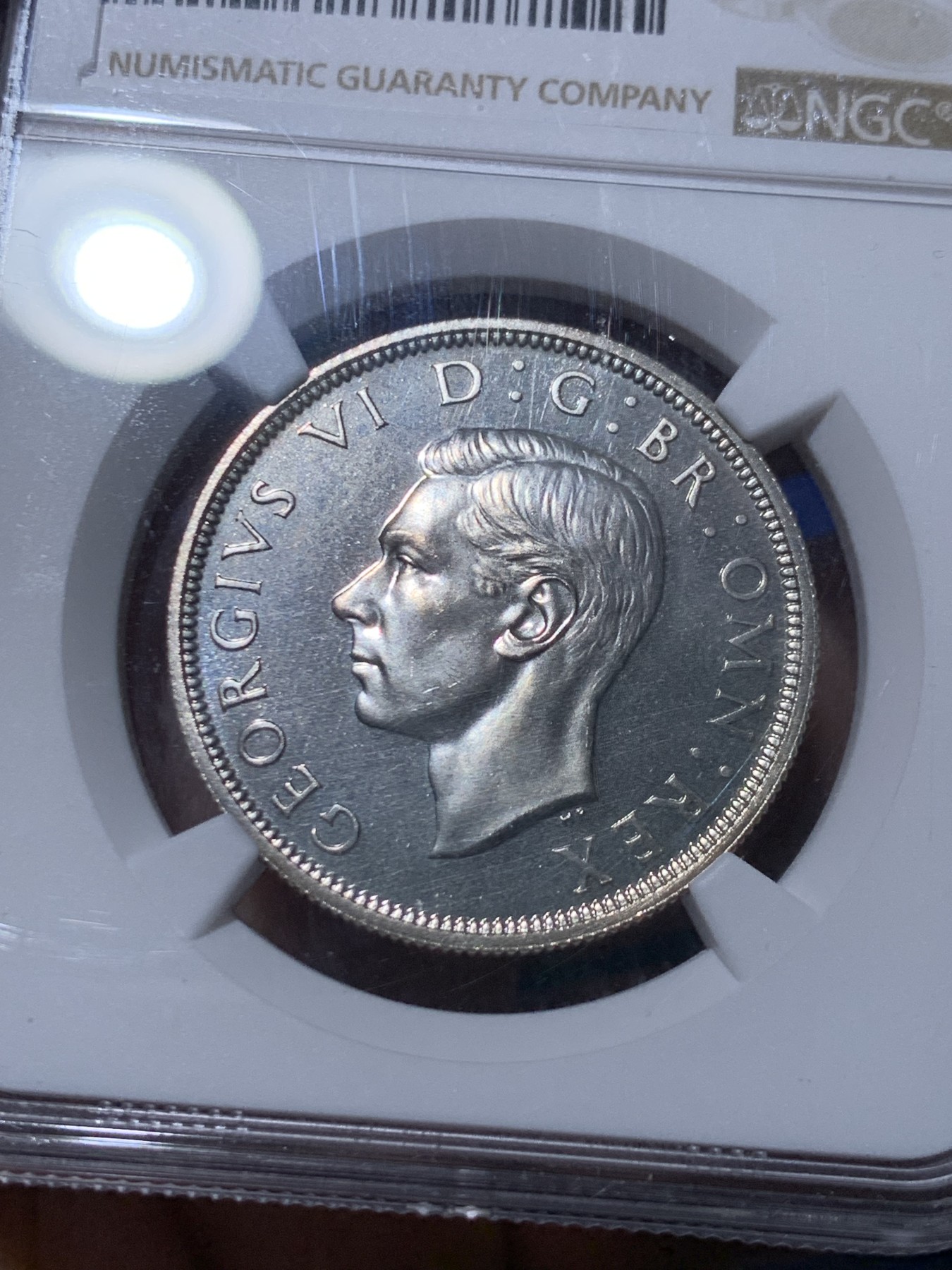 《竞宝斋》第261场-周日，周一，周二 3场连拍 (全场包邮) NGC PF65 英国 1937年 半克朗 乔治六世 银币