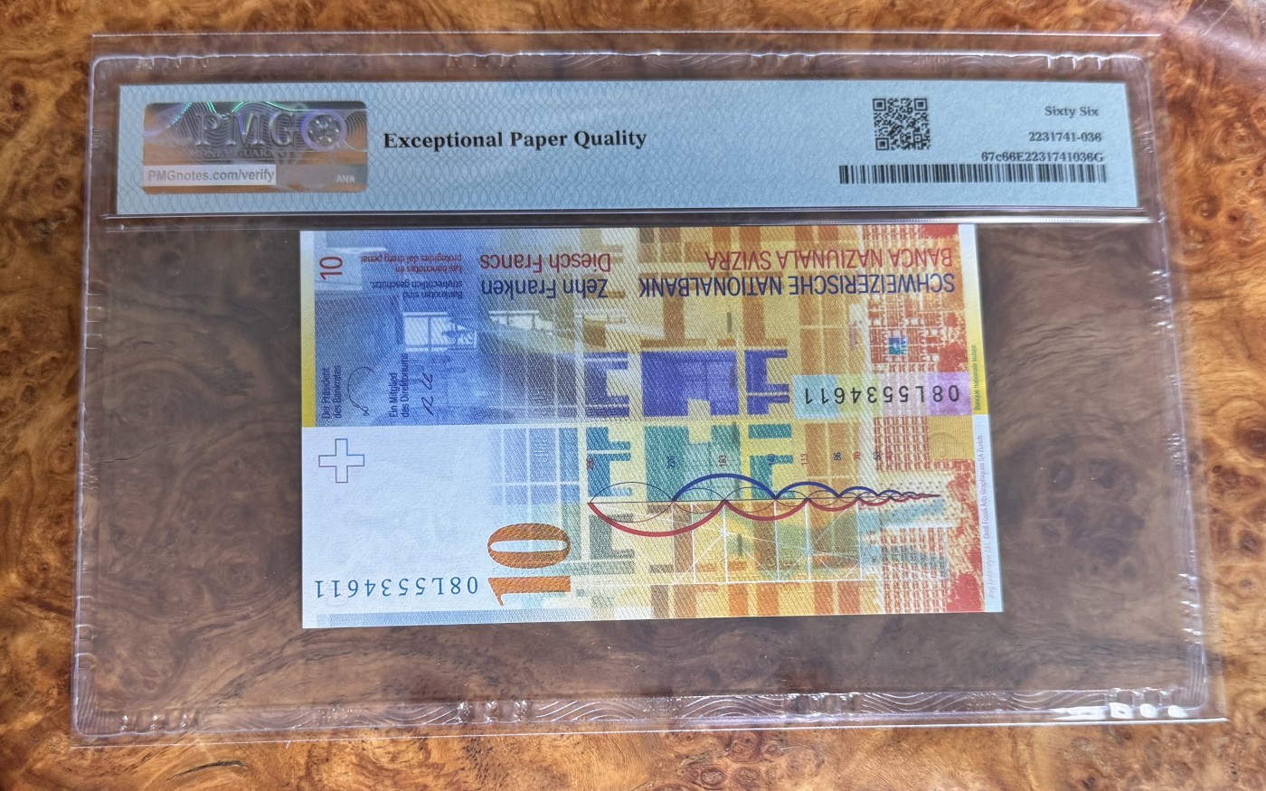 Chase Auction 第28期 - - 外钞、民国钞和人民币混合场！ 2008年瑞士10法郎，PMG66！
