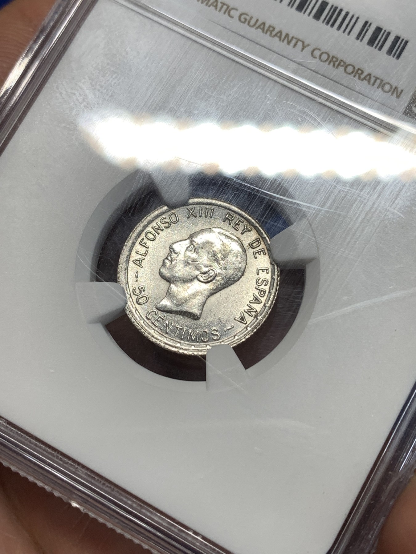 《竞宝斋》第261场-周日，周一，周二 3场连拍 (全场包邮) NGC UNCD 西班牙1926年阿方索十三世50分银币 原光好品