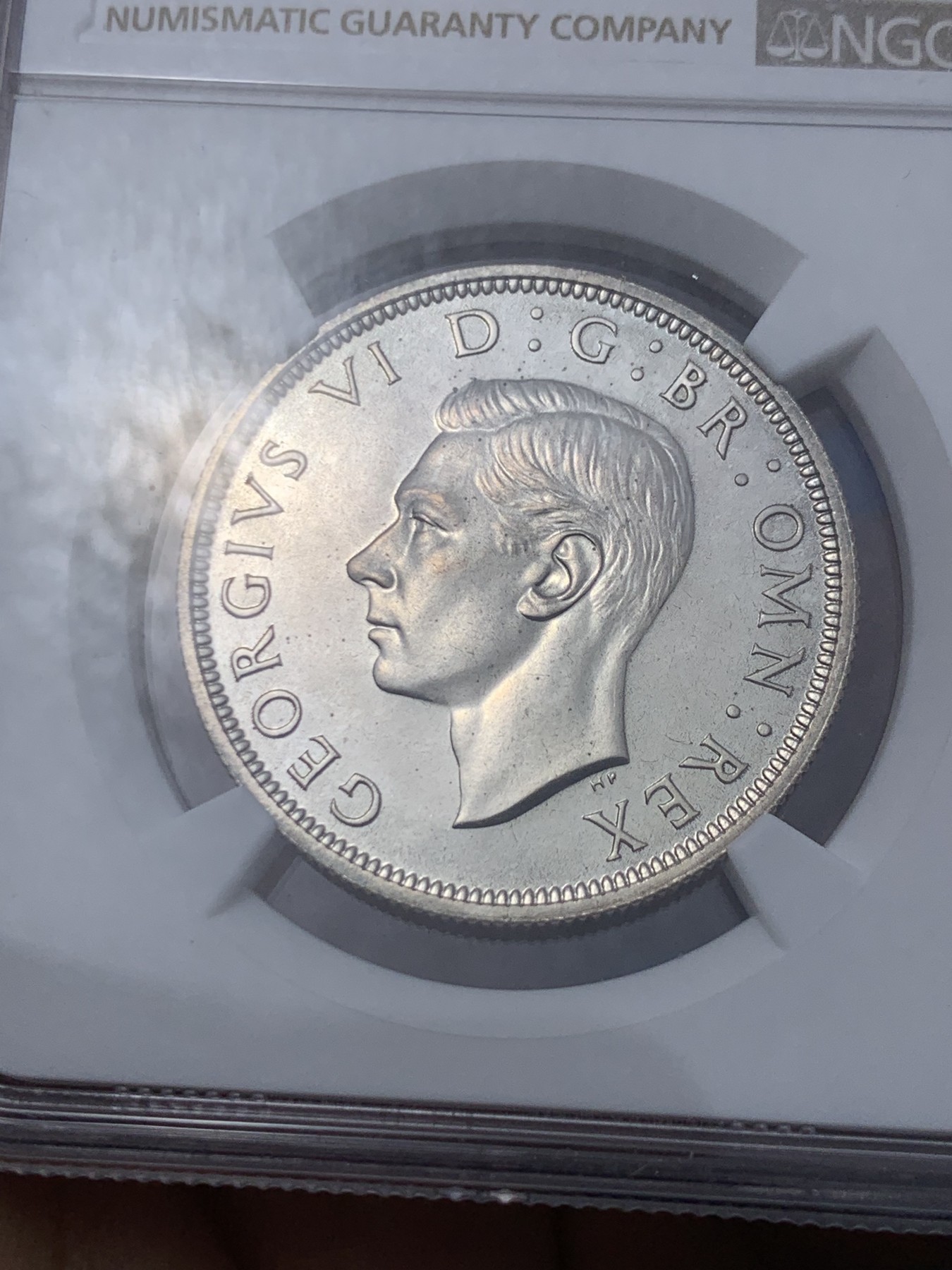 《竞宝斋》第261场-周日，周一，周二 3场连拍 (全场包邮) NGC PF65 英国 1937年 半克朗 乔治六世 银币