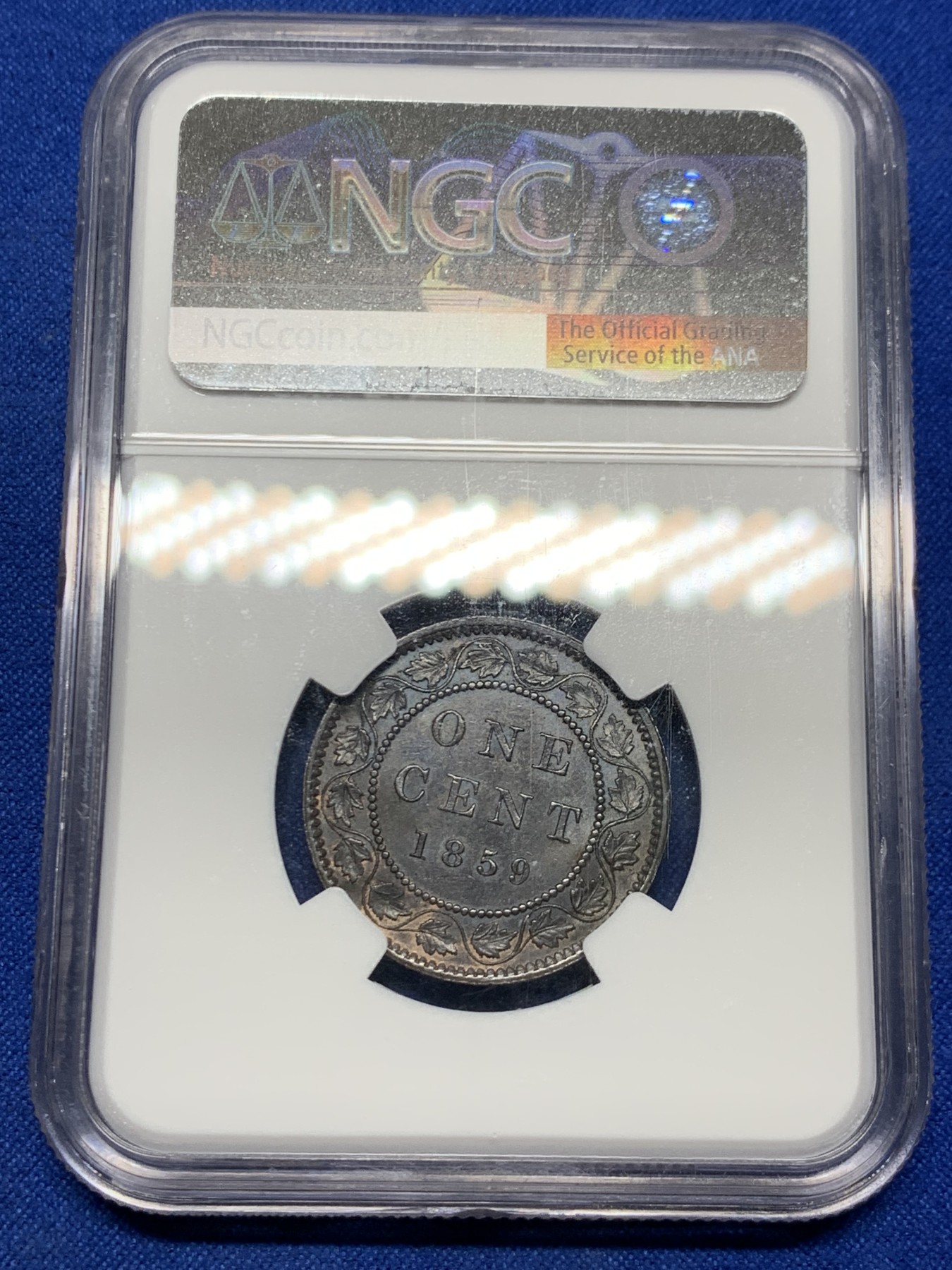 《竞宝斋》第261场-周日，周一，周二 3场连拍 (全场包邮) NGC MS62BN 1859年加拿大维多利亚女王1分铜币，加拿大早期钱币大多为特年特版，价极高。HA拍卖64分有840美刀的成交记录