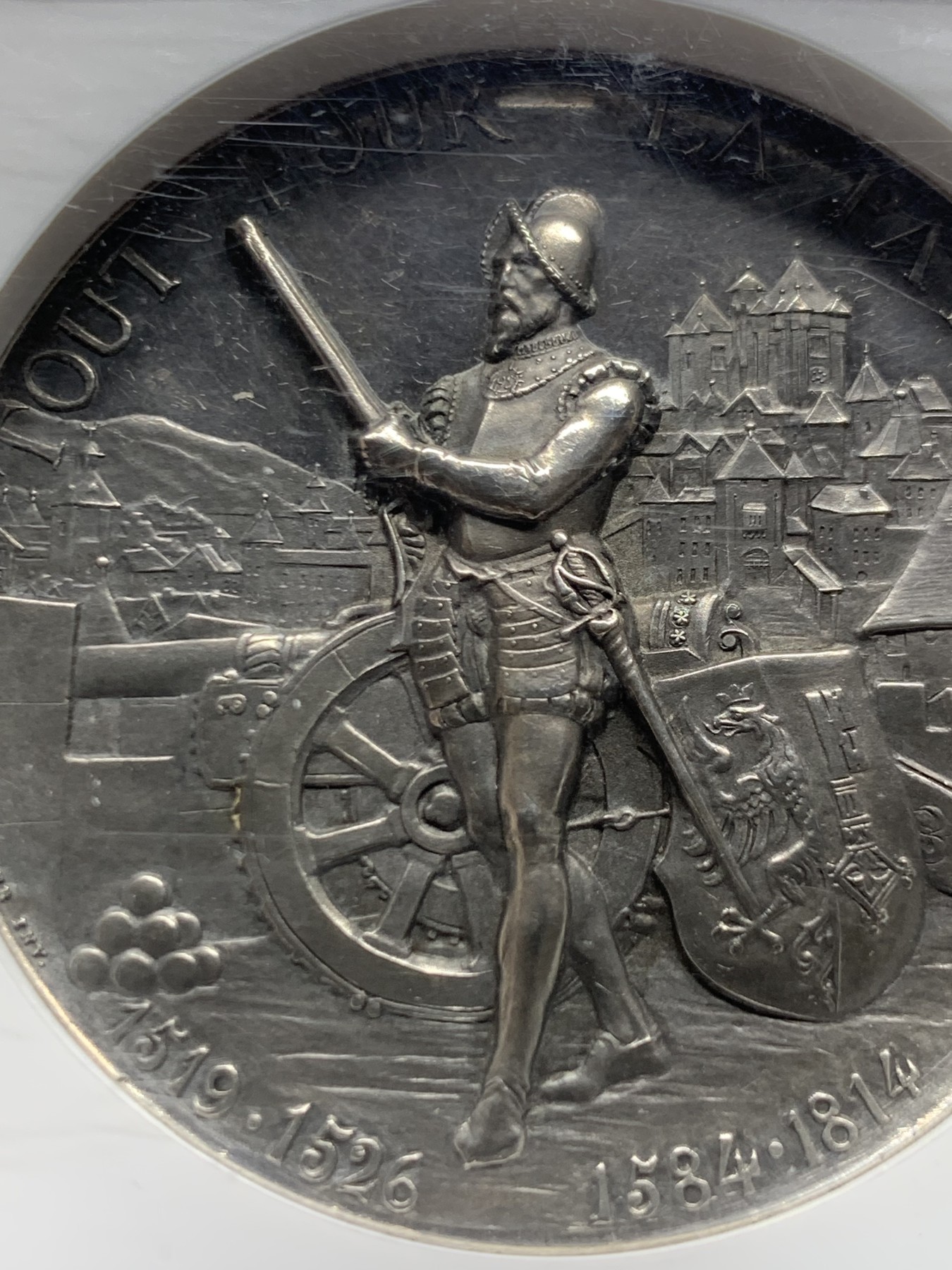 《竞宝斋》第261场-周日，周一，周二 3场连拍 (全场包邮) NGC MS61 瑞士1887年射击节银章 加厚盒