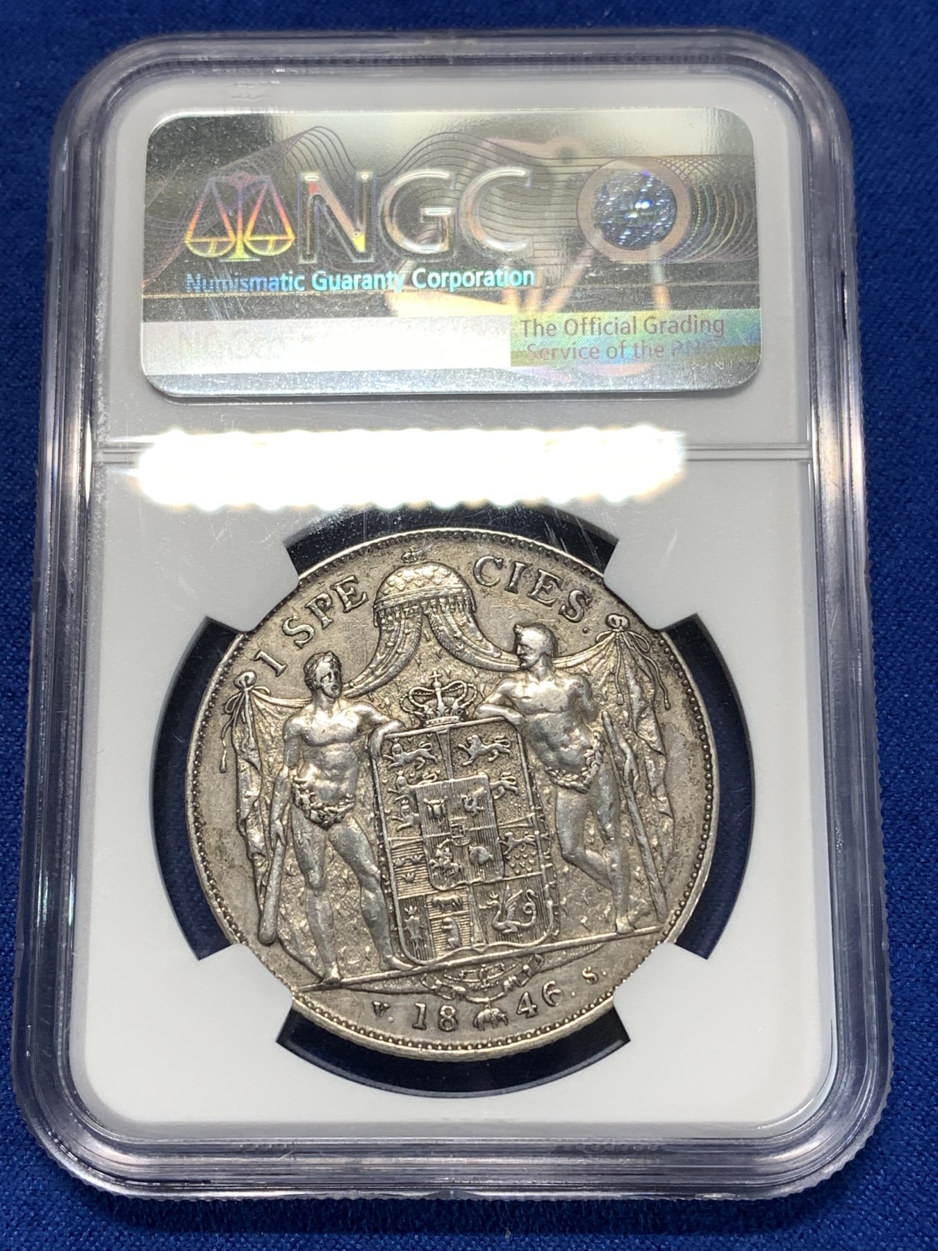 《竞宝斋》第261场-周日，周一，周二 3场连拍 (全场包邮) NGC AUD 1846年丹麦克里斯蒂八世1SD大银币