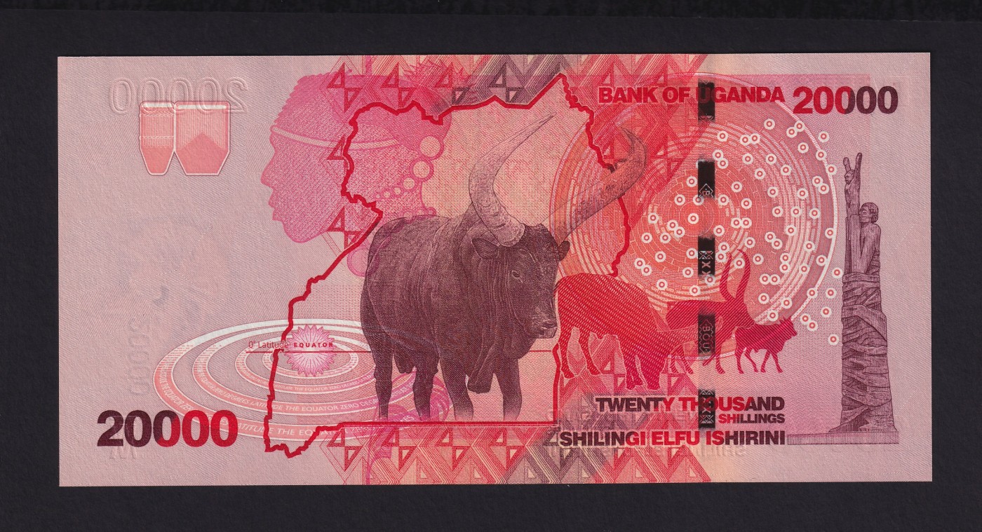 草稿银行第十九期国内外钞票拍卖 乌干达2010年20000先令 初版AA首发冠 全新品相 号码全程无347 豹子号888