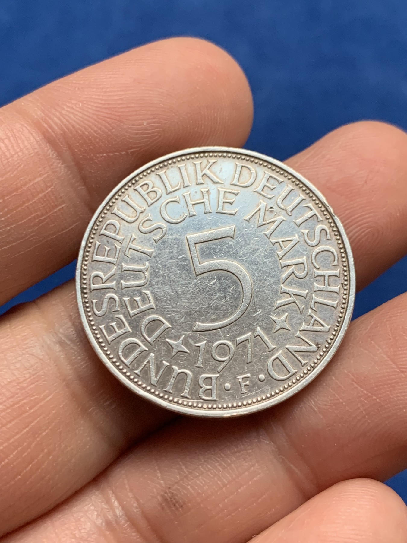 《竞宝斋》第261场-周日，周一，周二 3场连拍 (全场包邮) 德国 1971年 5马克 银币