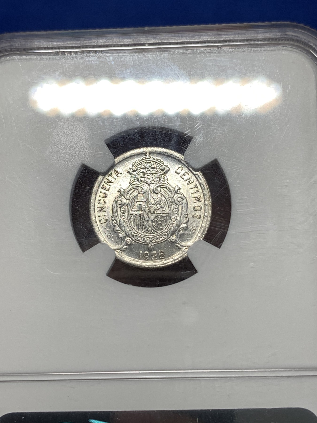 《竞宝斋》第261场-周日，周一，周二 3场连拍 (全场包邮) NGC UNCD 西班牙1926年阿方索十三世50分银币 原光好品