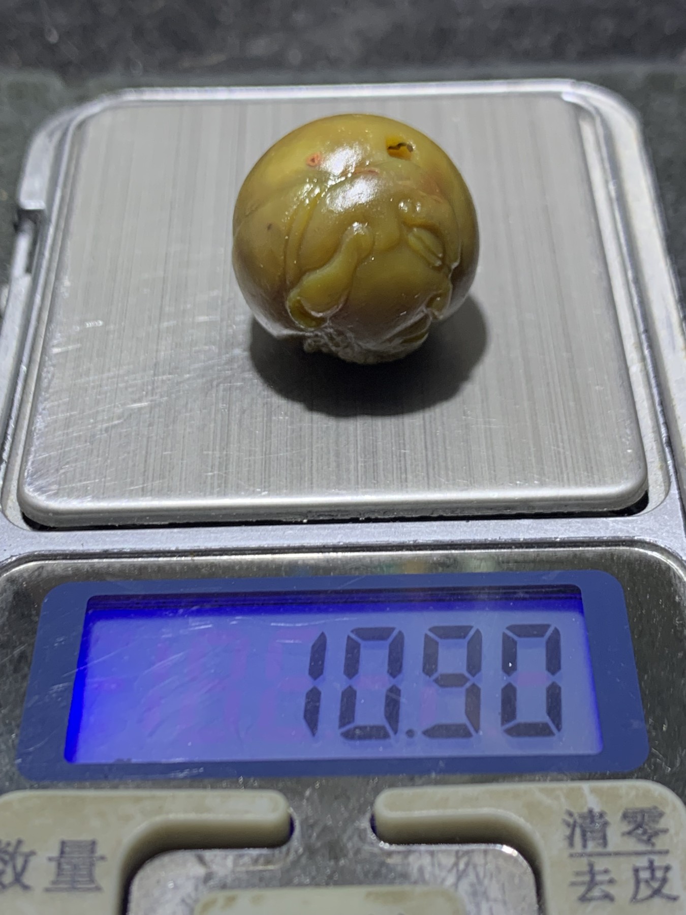精美亚光高玉化战国红玛瑙手工雕刻达摩祖师2.0圆珠一个，