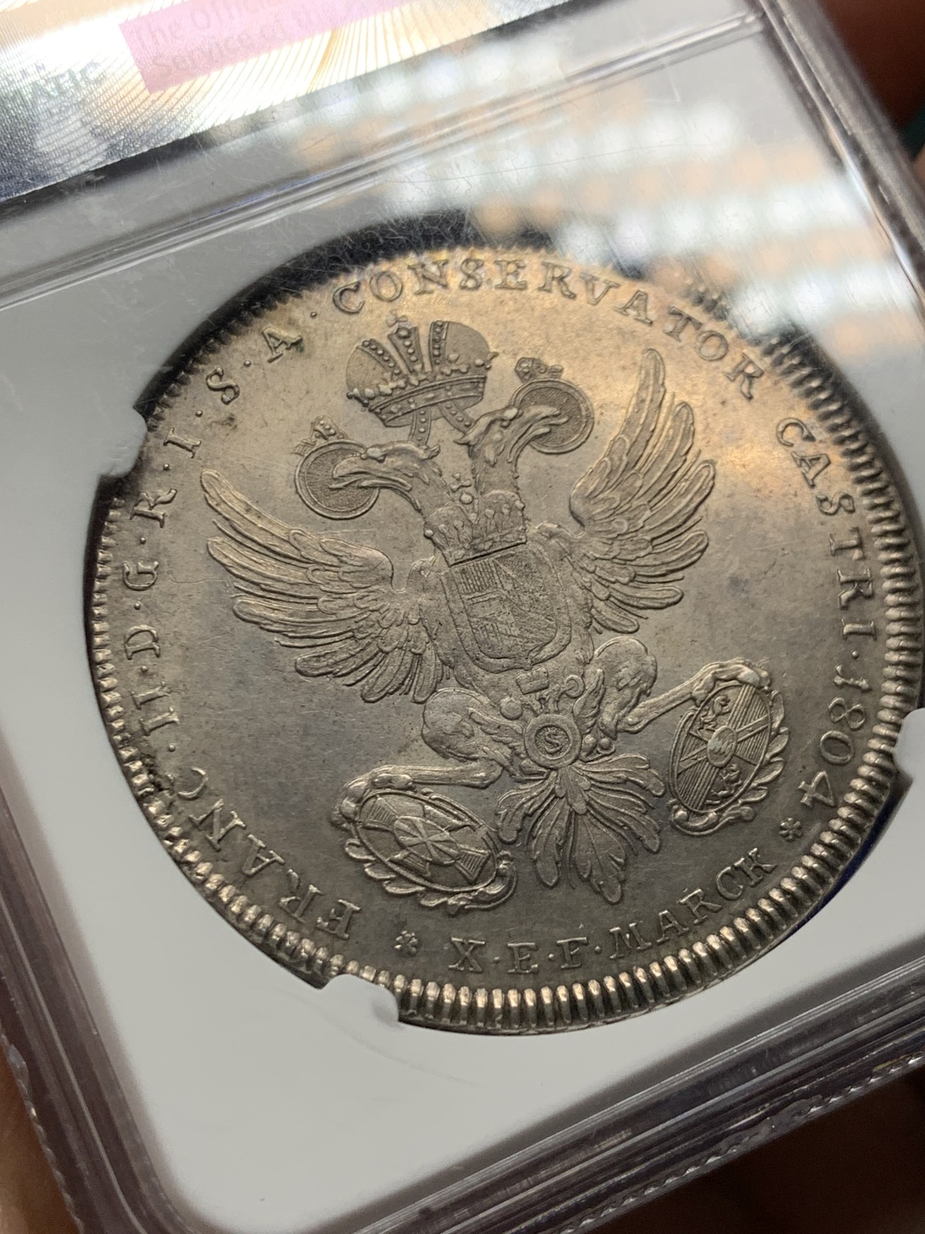 《竞宝斋》第261场-周日，周一，周二 3场连拍 (全场包邮) NGC MS63 神圣罗马帝国 1804 弗里德贝格骑士屠龙 泰勒大银币 打制清晰 细腻的场景 难得藏品