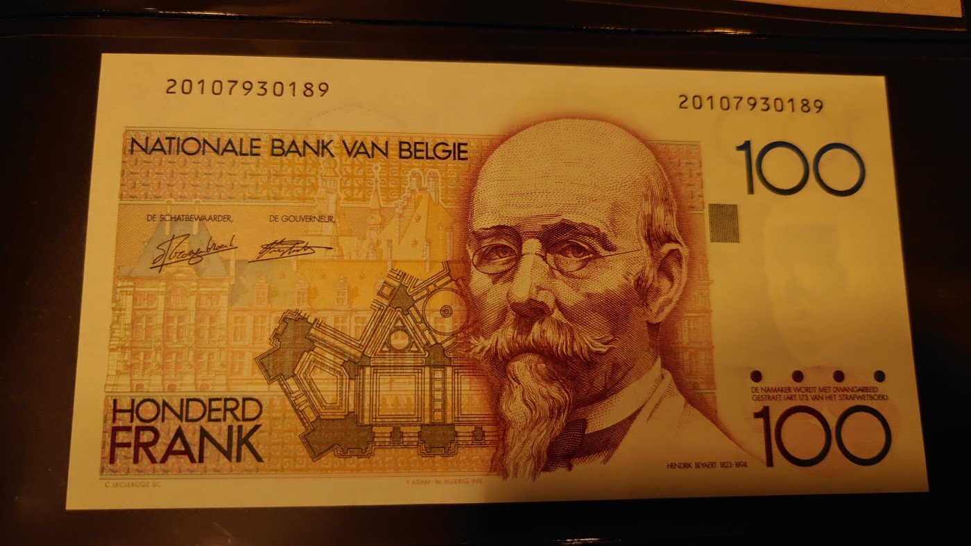 【世界钱币】精选微拍第102期暨2024年第13期  部分卖剩货品继续拍 比利时100法郎 全新绝品无4