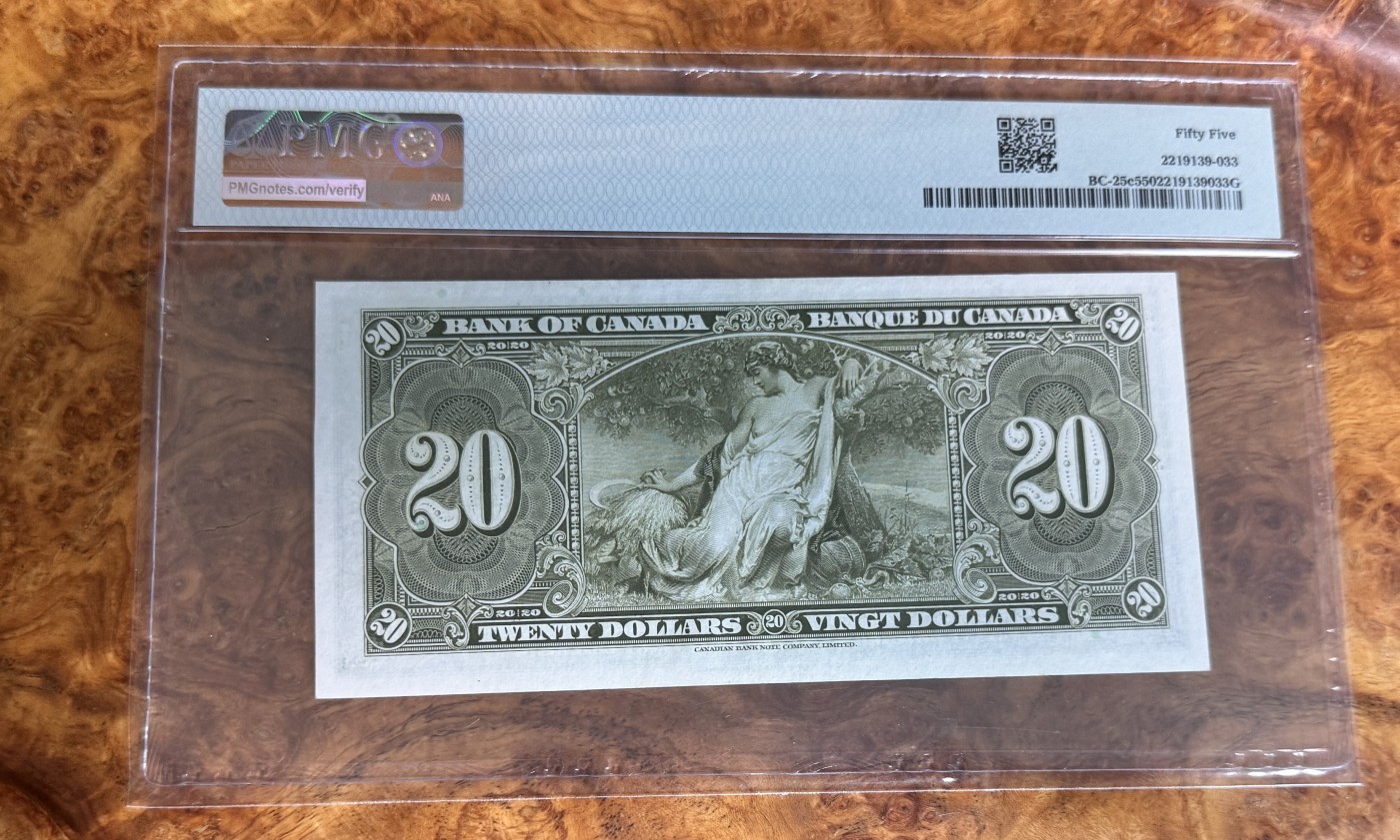 Chase Auction 第28期 - - 外钞、民国钞和人民币混合场！ 1937年加拿大20元，PMG55！