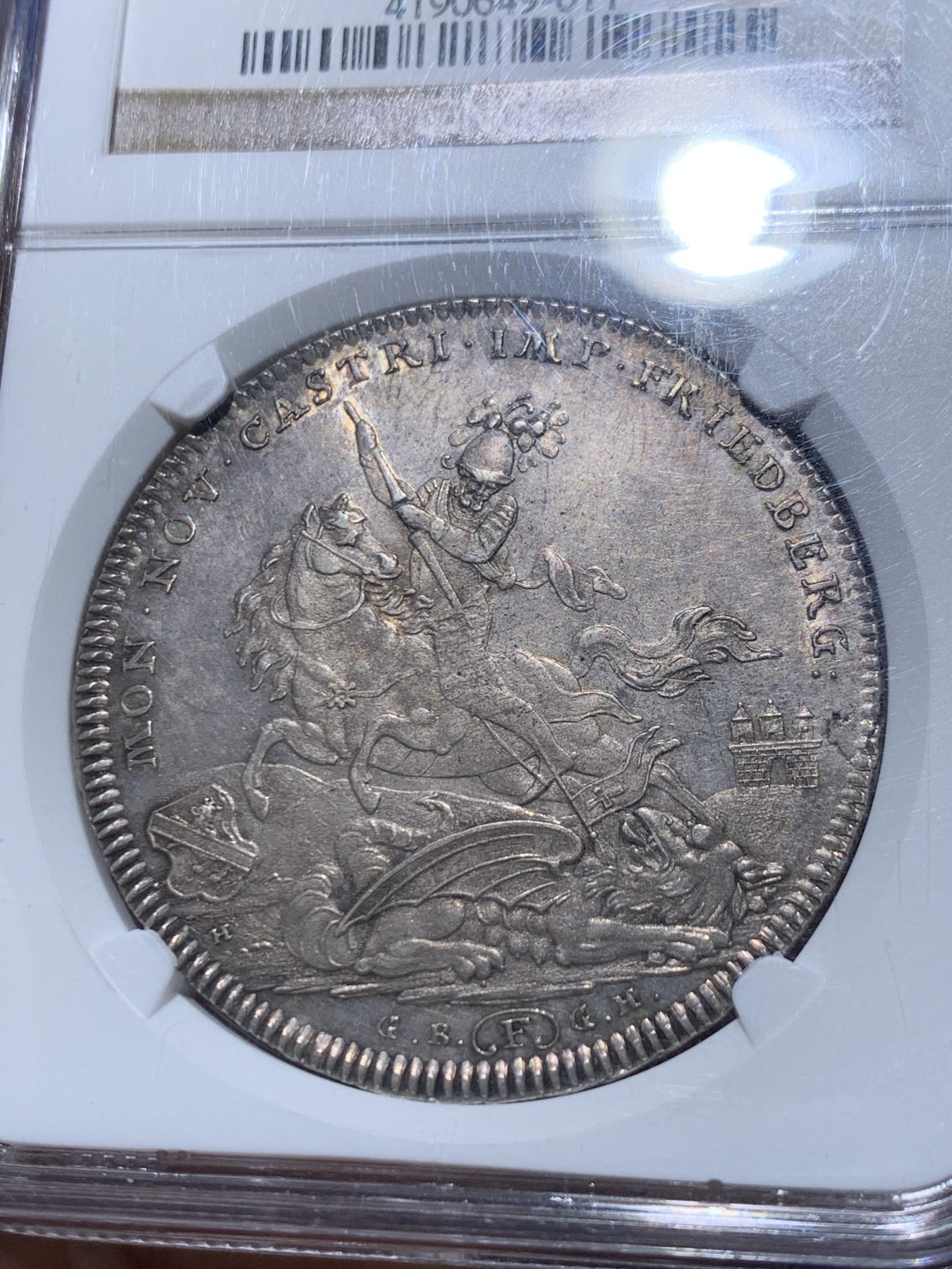 《竞宝斋》第261场-周日，周一，周二 3场连拍 (全场包邮) NGC MS63 神圣罗马帝国 1804 弗里德贝格骑士屠龙 泰勒大银币 打制清晰 细腻的场景 难得藏品