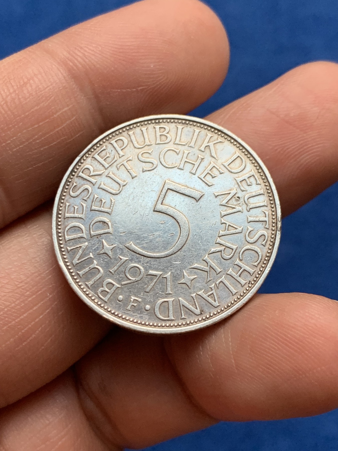 《竞宝斋》第261场-周日，周一，周二 3场连拍 (全场包邮) 德国 1971年 5马克 银币