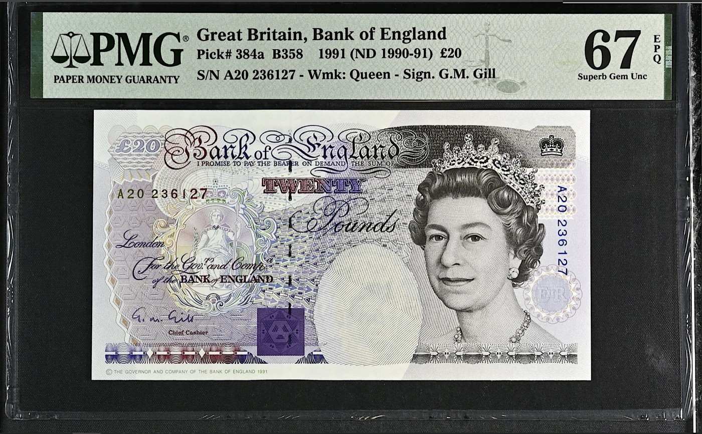 《张总收藏》147期-外币精品云集 英格兰20镑 PMG67E E序列女王皇冠版本 无4