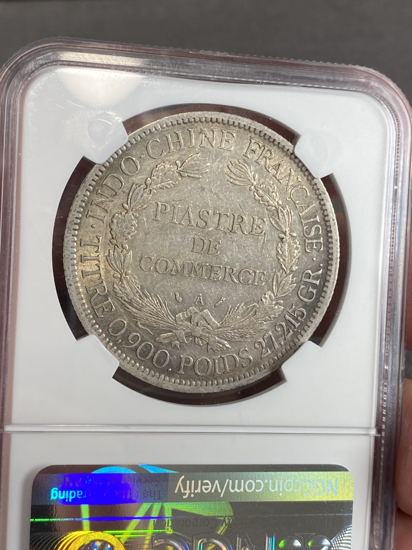 万国钱币拍卖第024期（诸神之战） NGC AUD 1885首年法属印支皮阿斯特坐洋一元 印支首年主币 深打原味包浆状态很不错