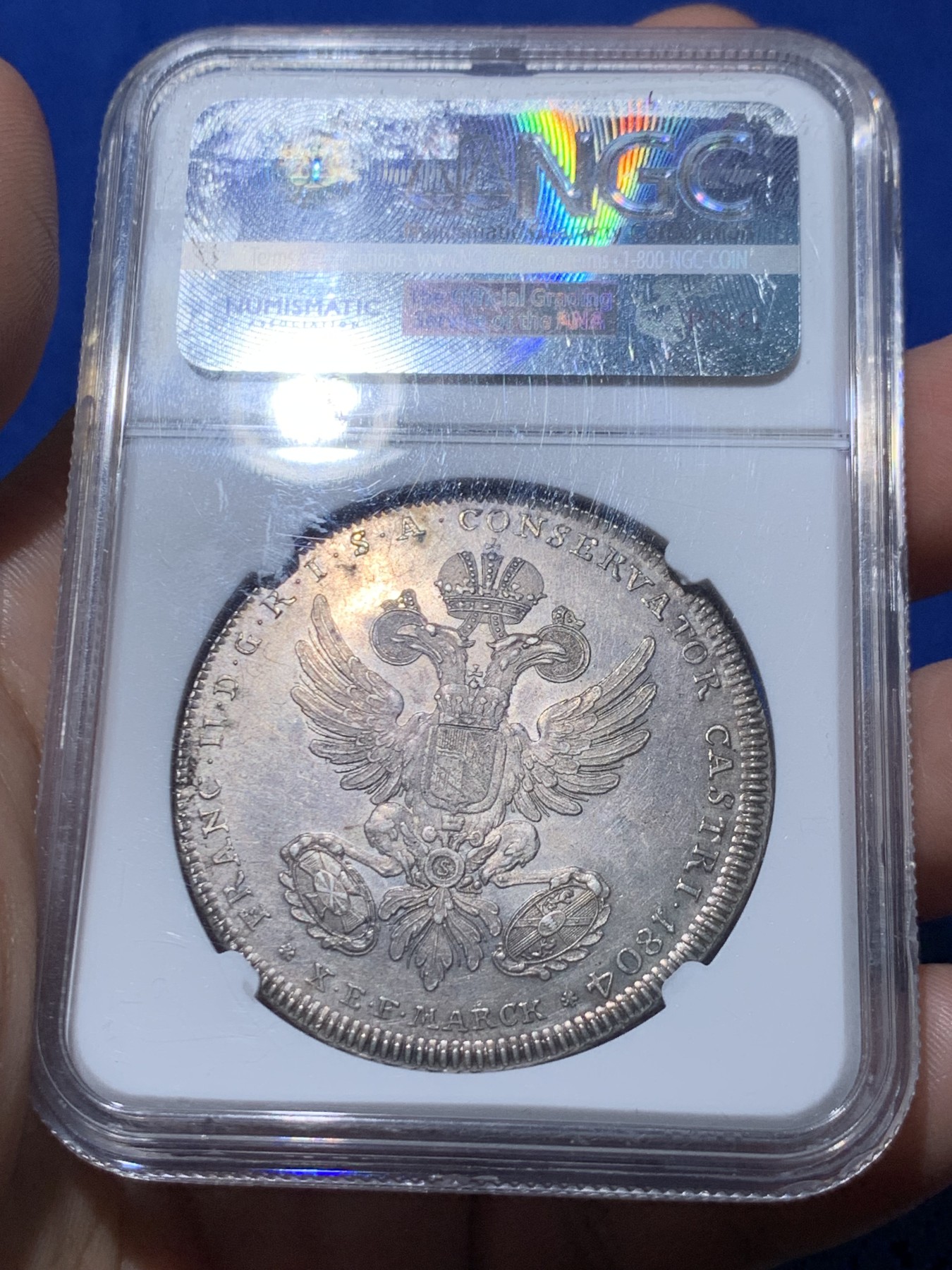 《竞宝斋》第261场-周日，周一，周二 3场连拍 (全场包邮) NGC MS63 神圣罗马帝国 1804 弗里德贝格骑士屠龙 泰勒大银币 打制清晰 细腻的场景 难得藏品