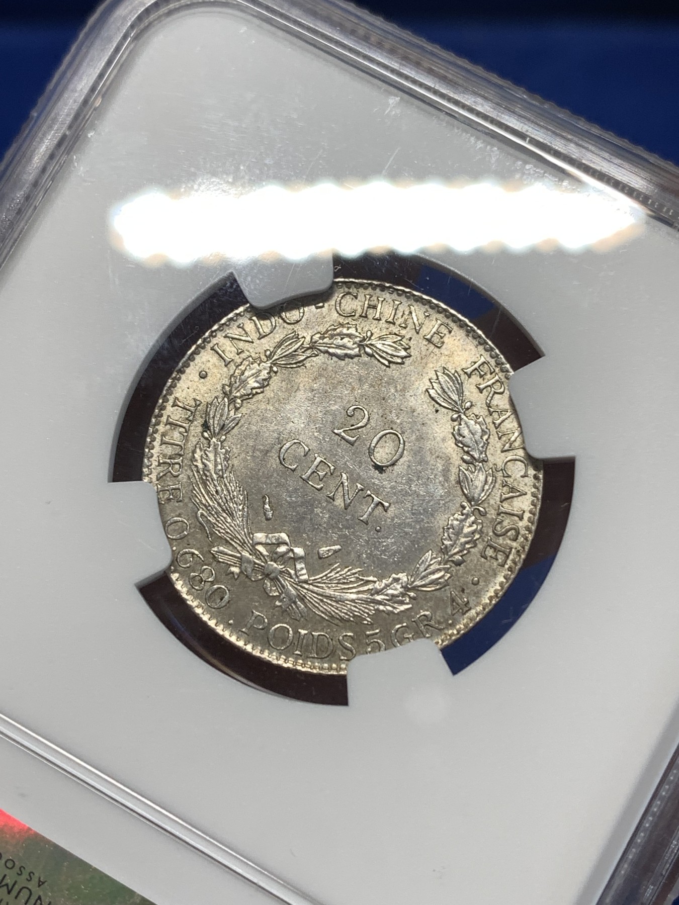 《竞宝斋》第261场-周日，周一，周二 3场连拍 (全场包邮) NGC UNCD 法属印支1937年20分坐洋银币