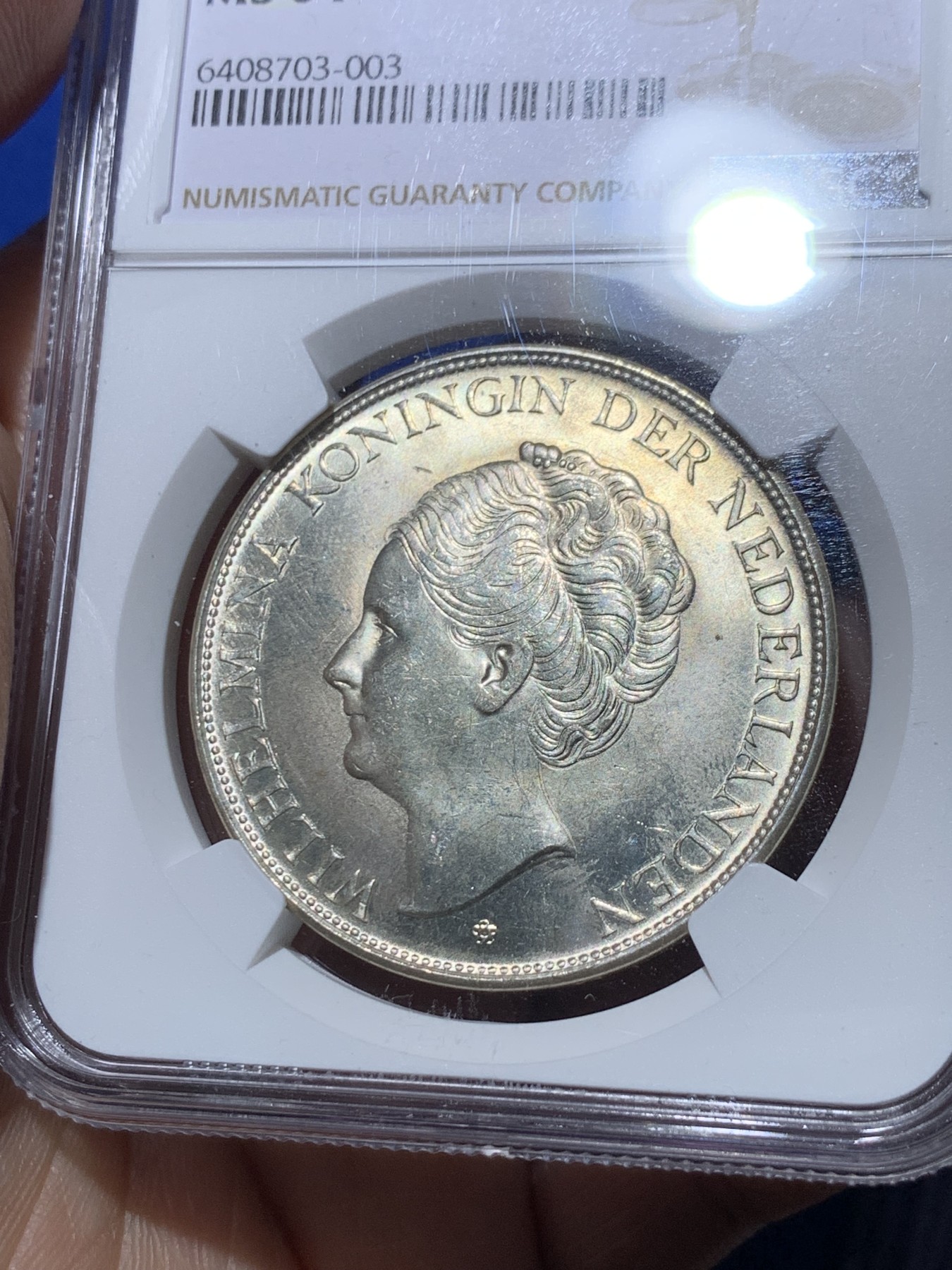 《竞宝斋》第261场-周日，周一，周二 3场连拍 (全场包邮) NGC MS64 1944年荷属库拉索2.5盾银币 卷拆原光 状态一流