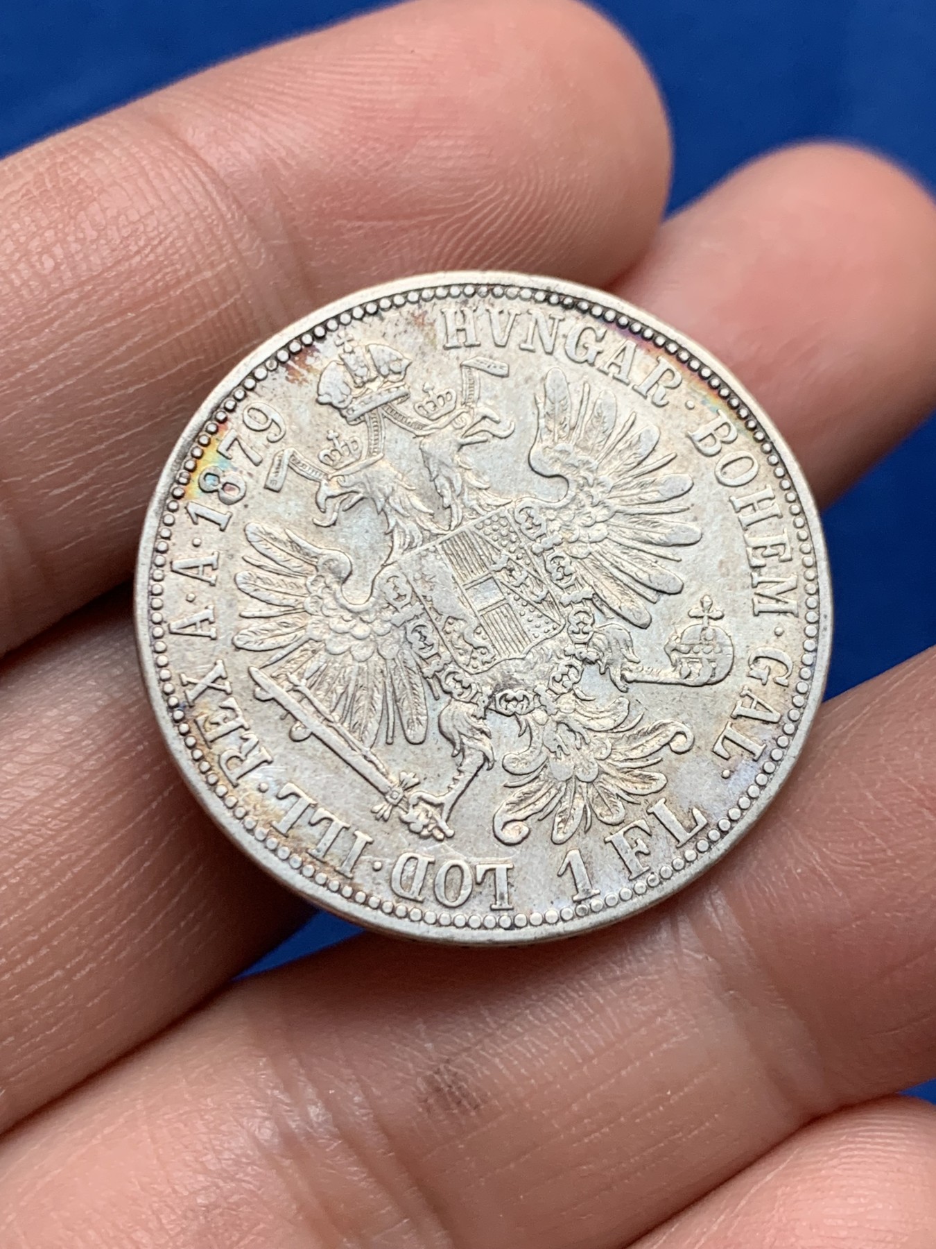 《竞宝斋》第261场-周日，周一，周二 3场连拍 (全场包邮) 奥地利1879年弗朗茨约瑟夫一世1福林半元型银币