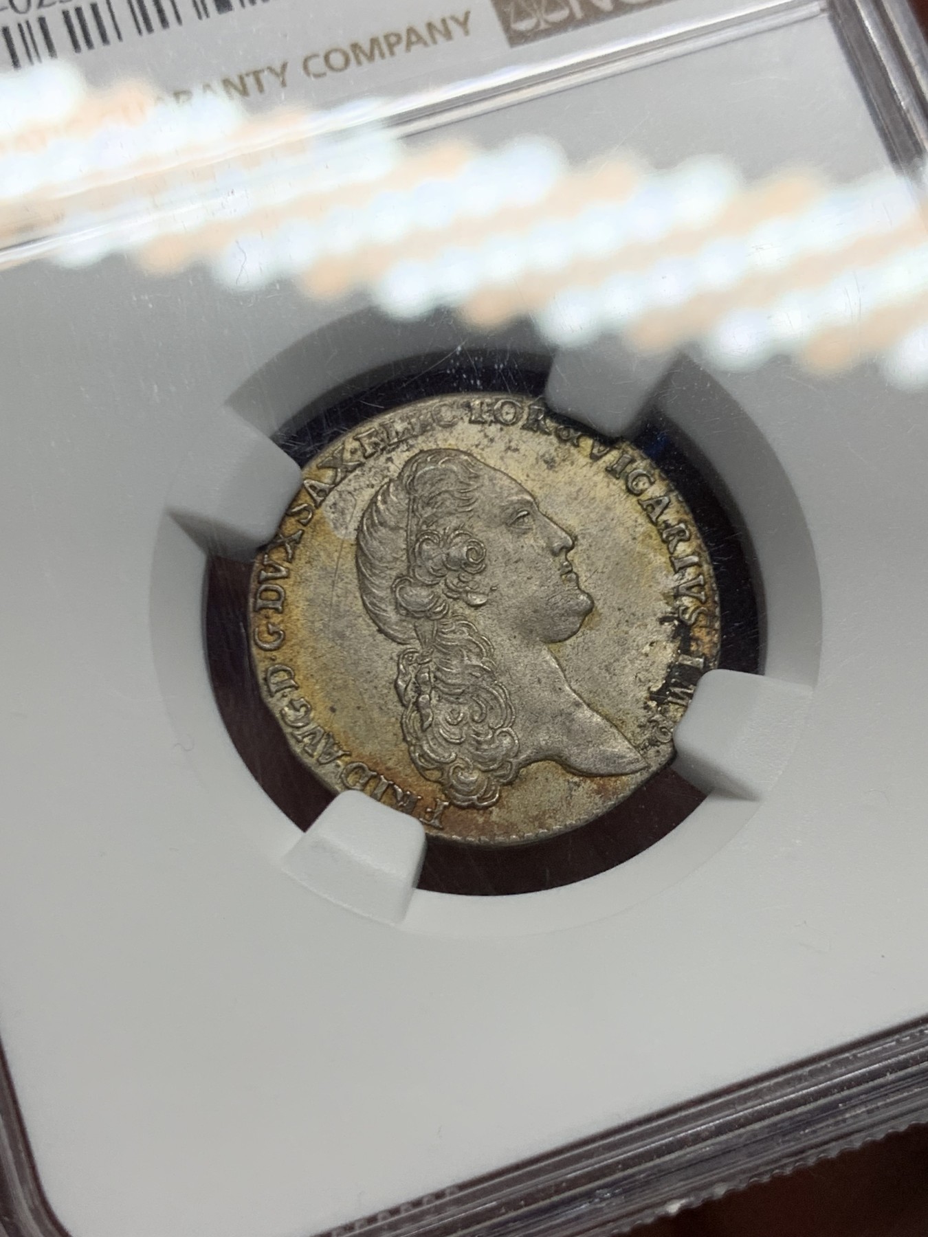 《竞宝斋》第261场-周日，周一，周二 3场连拍 (全场包邮) NGC MS63 1790年萨克森1/12泰勒银币 NGC标签有误 非常好看的包浆