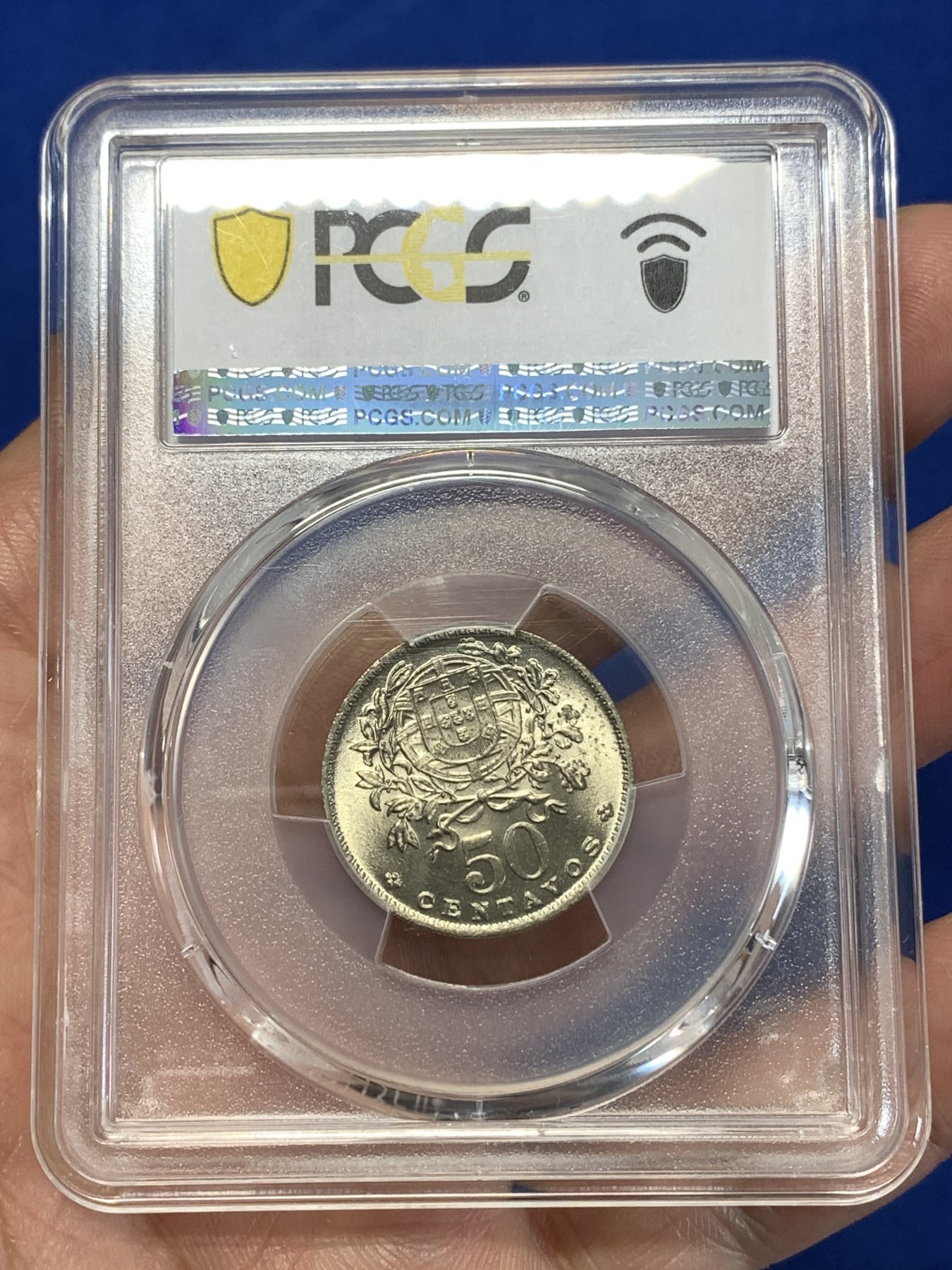 《竞宝斋》第261场-周日，周一，周二 3场连拍 (全场包邮) PCGS金盾 MS67 葡萄牙1965年50分镍币，唯一冠军分