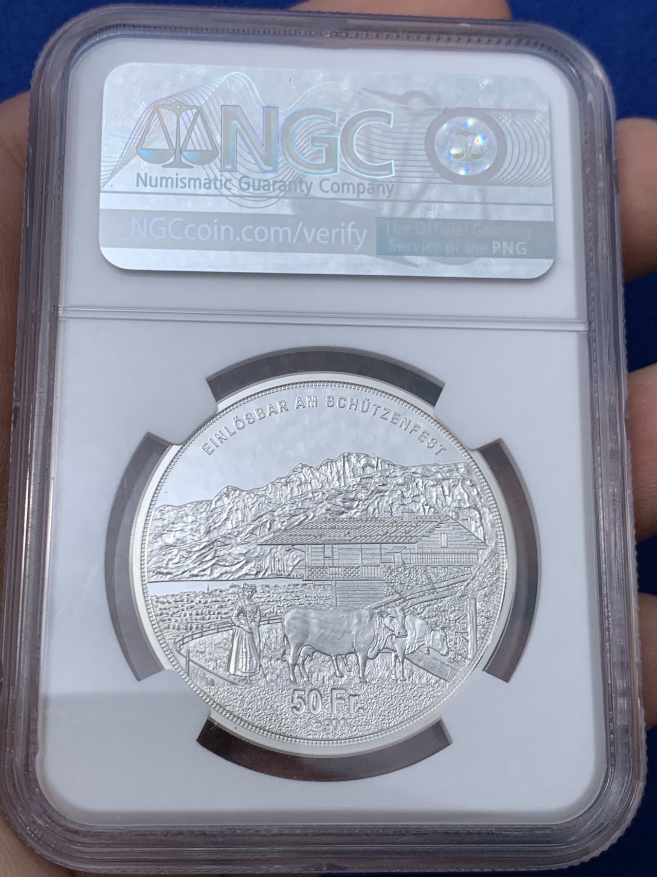 《竞宝斋》第261场-周日，周一，周二 3场连拍 (全场包邮) NGC PF68UC 瑞士2023年奥布瓦尔登射击节 吉斯维尔女神 50法郎精制币 限量1000枚 裸币1500+