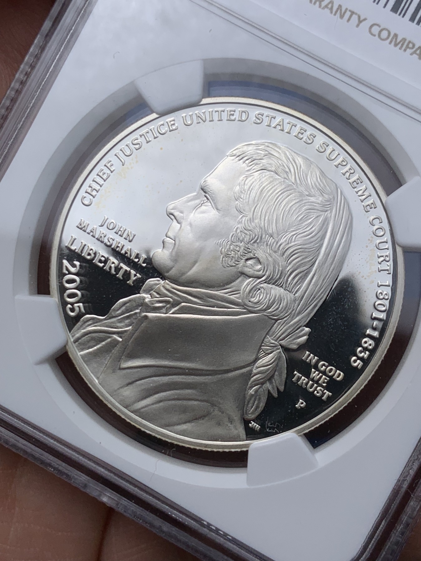 《竞宝斋》第261场-周日，周一，周二 3场连拍 (全场包邮) NGC PF69UC 美国2005年P版约翰马歇尔1美元精制大银币