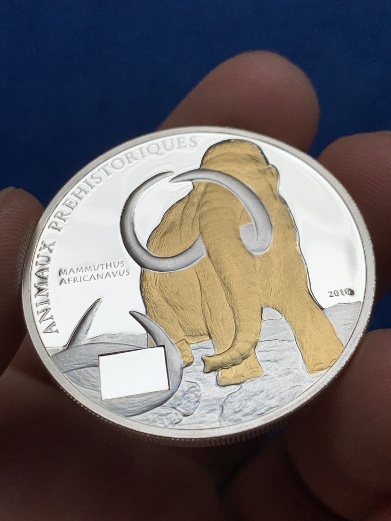 《竞宝斋》第261场-周日，周一，周二 3场连拍 (全场包邮) 科特迪瓦2010年猛犸象系列 1000法郎CFA镀金大象 存世更少 925银