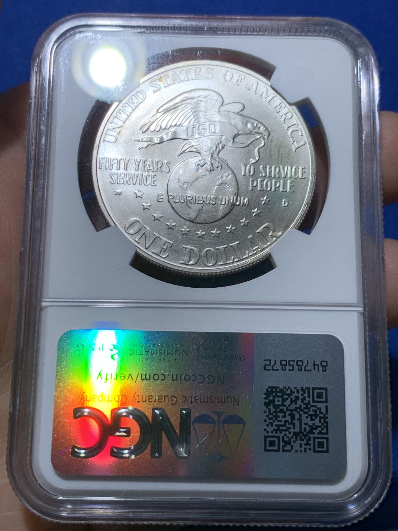 《竞宝斋》第261场-周日，周一，周二 3场连拍 (全场包邮) NGC MS69 美国1991年D版USO 1美元大银币