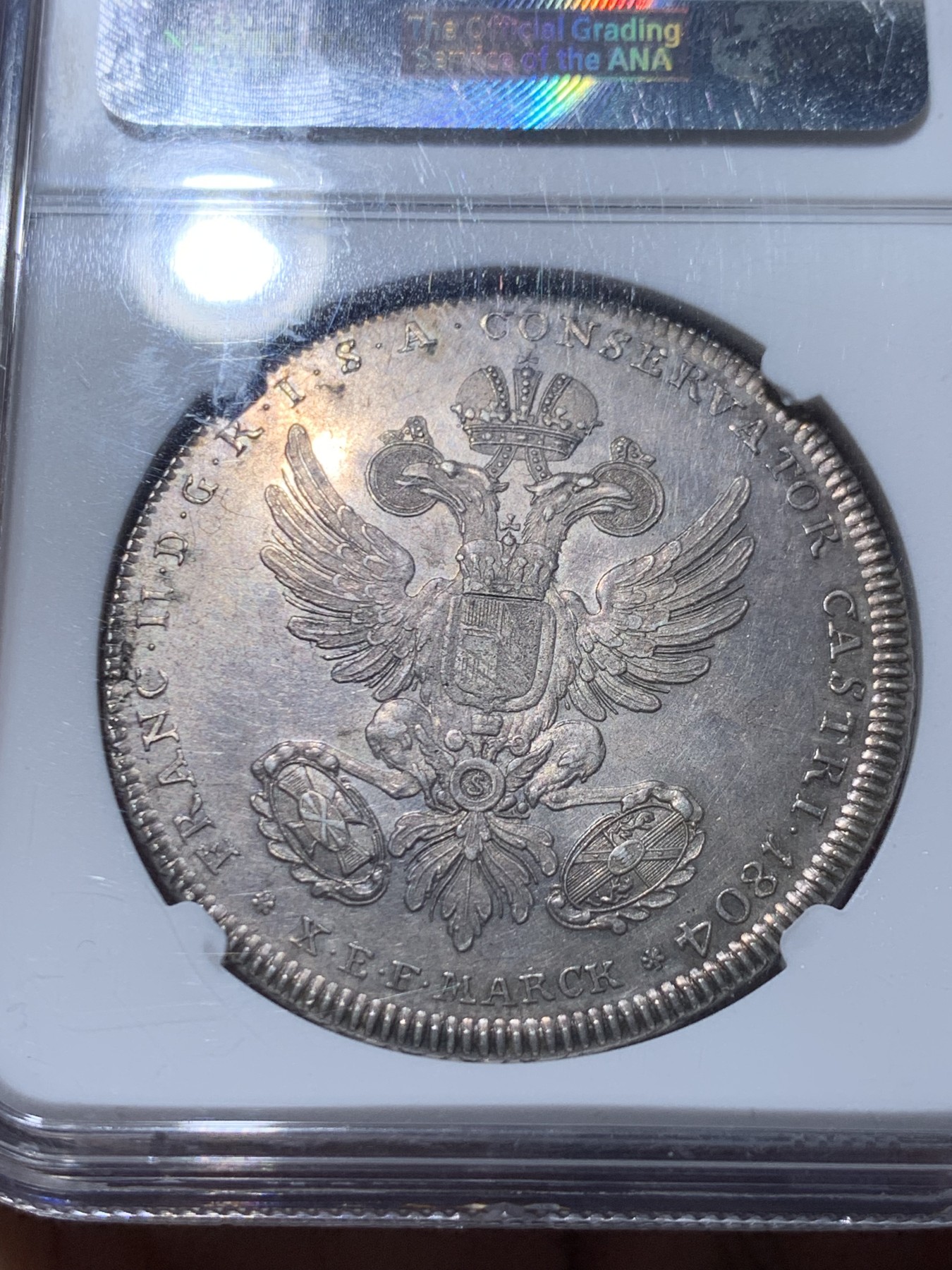 《竞宝斋》第261场-周日，周一，周二 3场连拍 (全场包邮) NGC MS63 神圣罗马帝国 1804 弗里德贝格骑士屠龙 泰勒大银币 打制清晰 细腻的场景 难得藏品