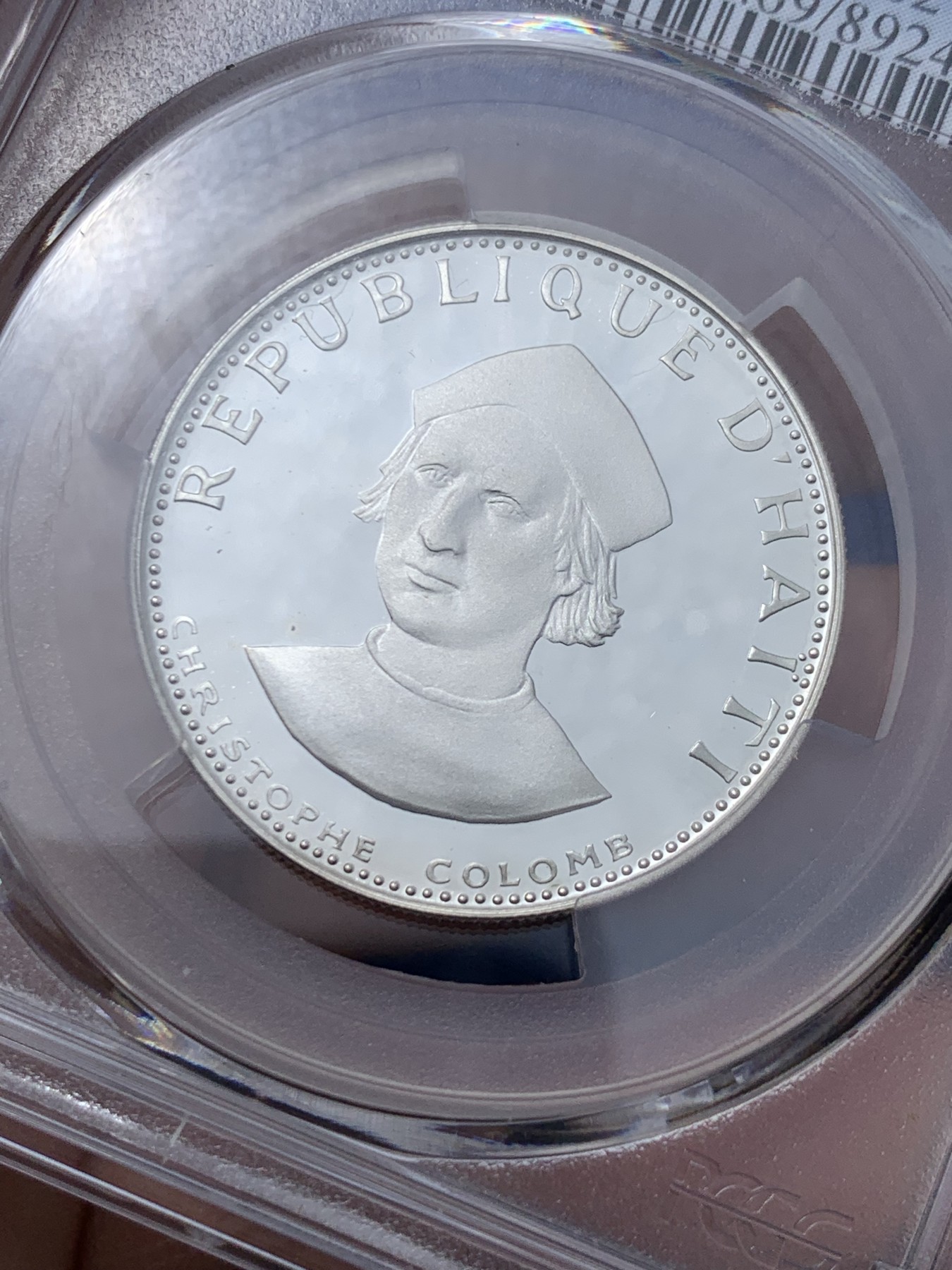 《竞宝斋》第261场-周日，周一，周二 3场连拍 (全场包邮) PCGS金盾 PR69DCAM 海地1973年25古德精制银币