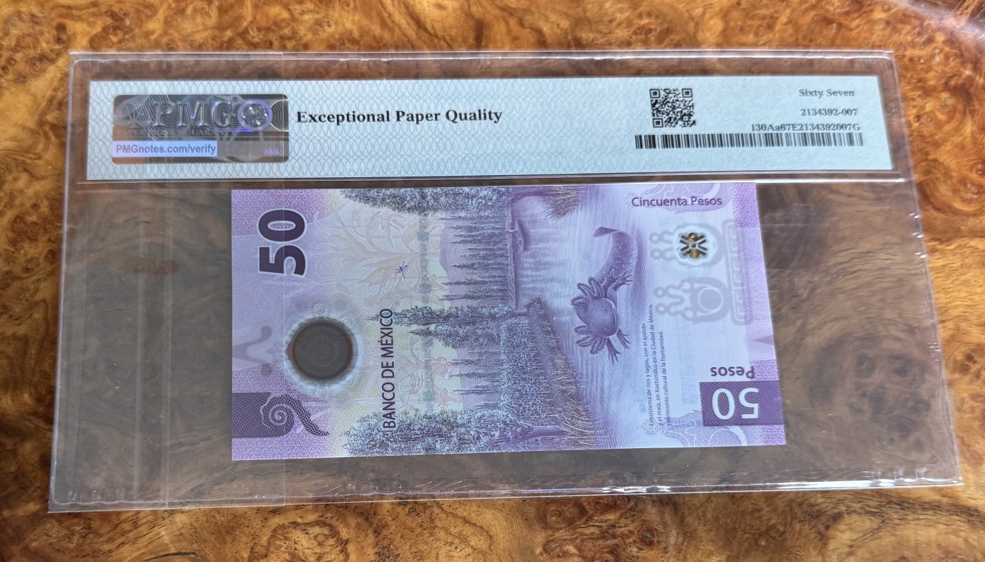 Chase Auction 第28期 - - 外钞、民国钞和人民币混合场！ 2021年墨西哥50比索，PMG67，世界最佳纸币！