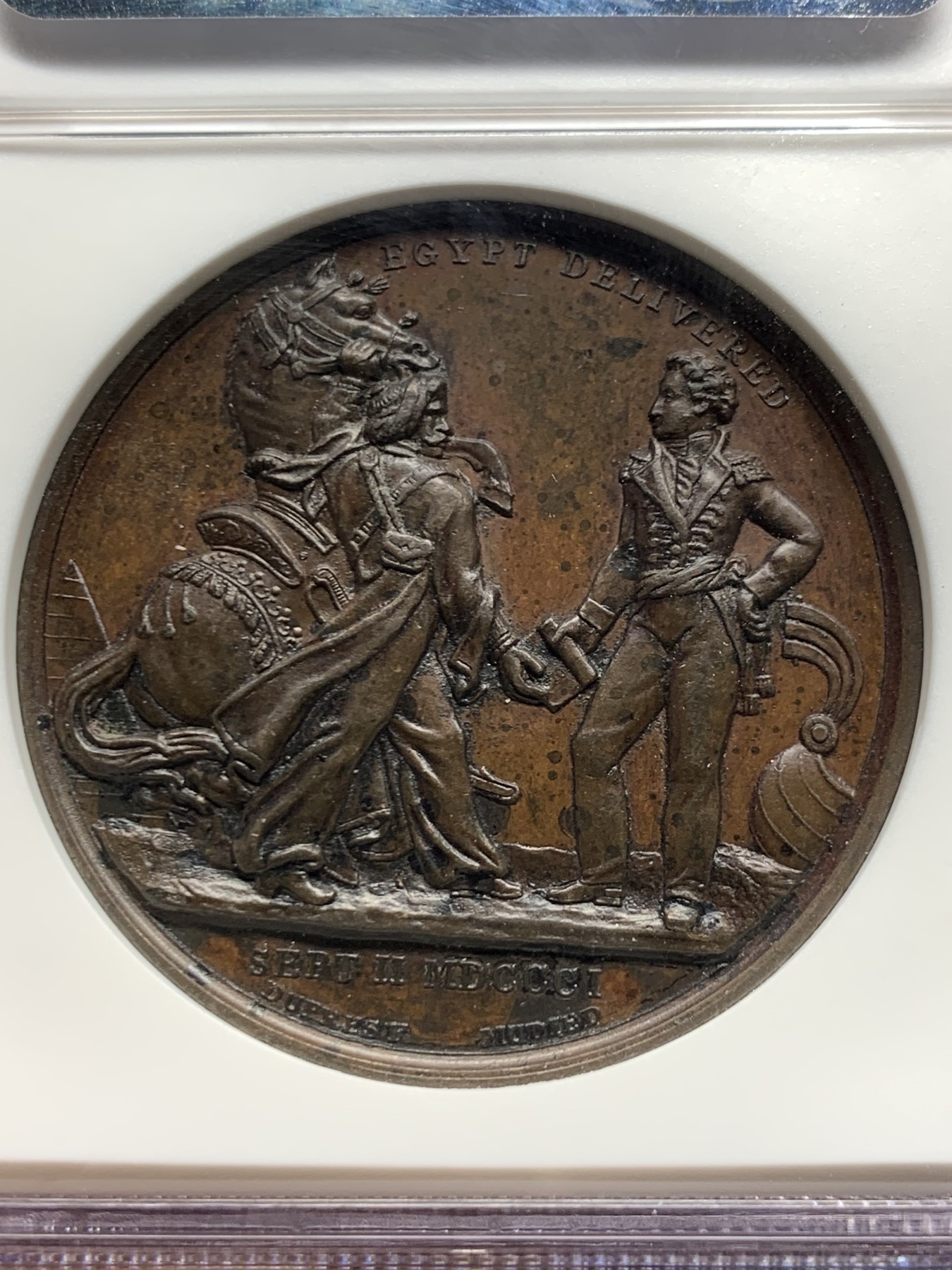 《竞宝斋》第261场-周日，周一，周二 3场连拍 (全场包邮) NGC MS61BN 英国 1820 埃及 哈钦森与埃及贝伊缔结条约 纪念铜章 极少品种