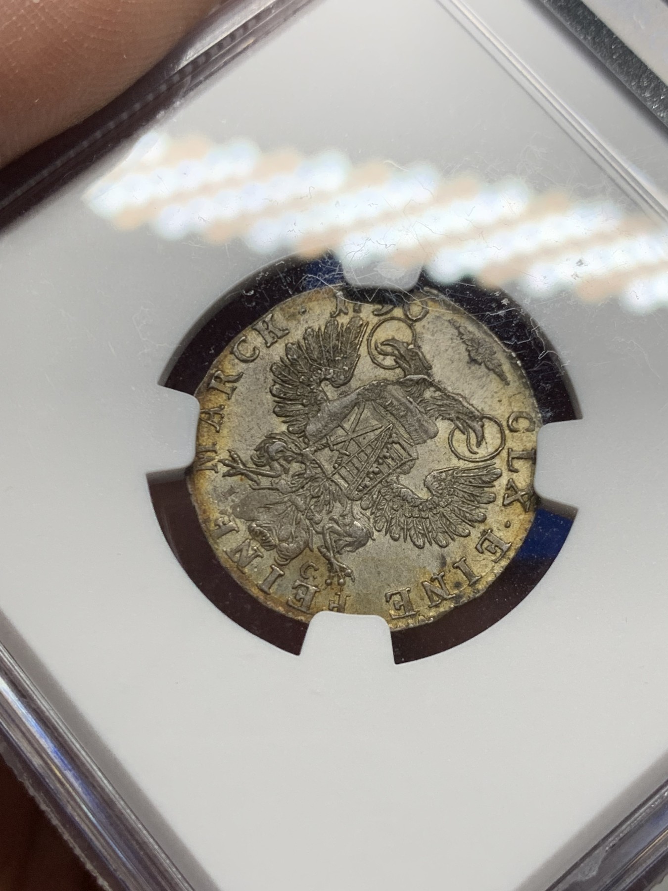 《竞宝斋》第261场-周日，周一，周二 3场连拍 (全场包邮) NGC MS63 1790年萨克森1/12泰勒银币 NGC标签有误 非常好看的包浆