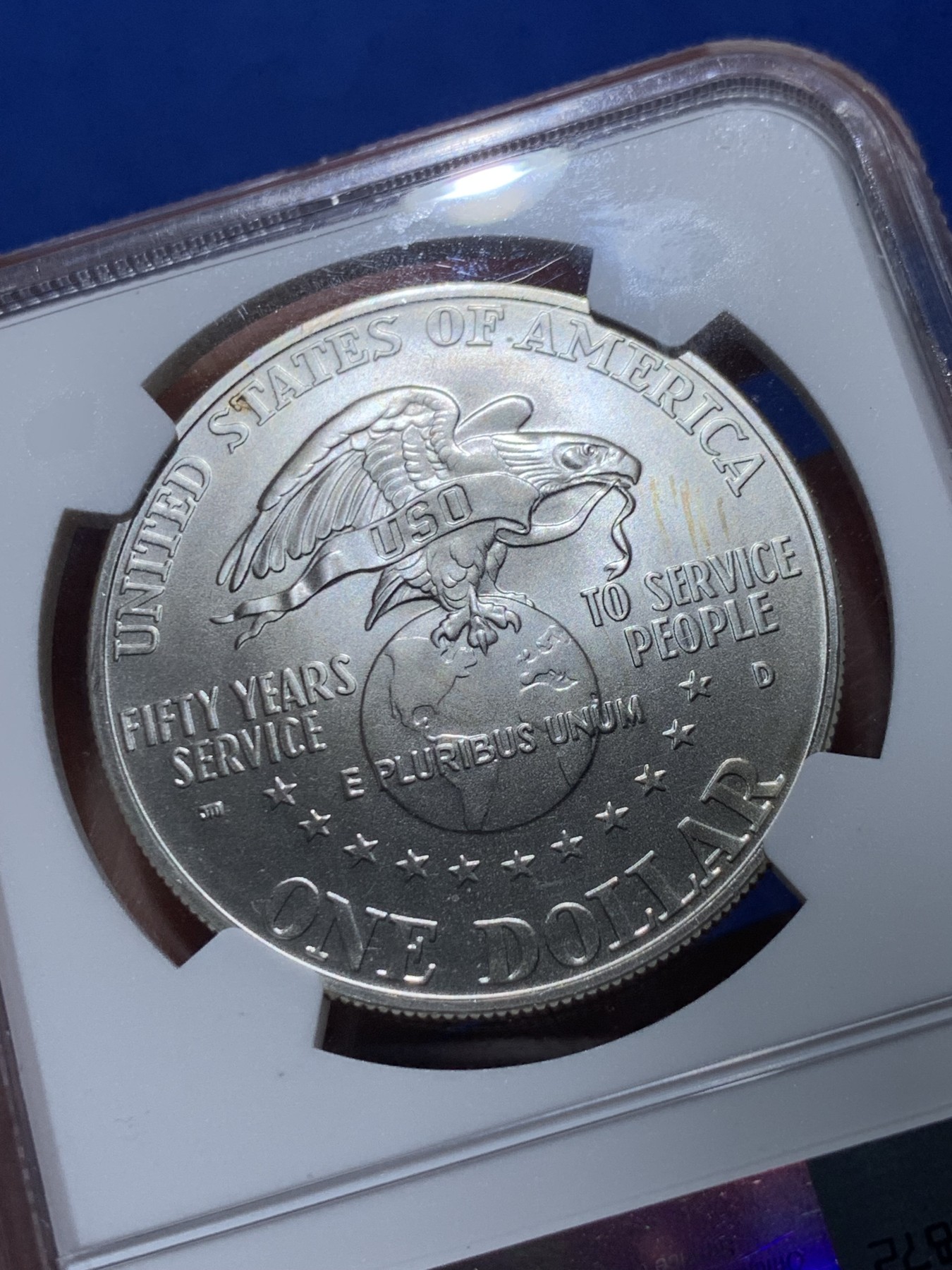 《竞宝斋》第261场-周日，周一，周二 3场连拍 (全场包邮) NGC MS69 美国1991年D版USO 1美元大银币