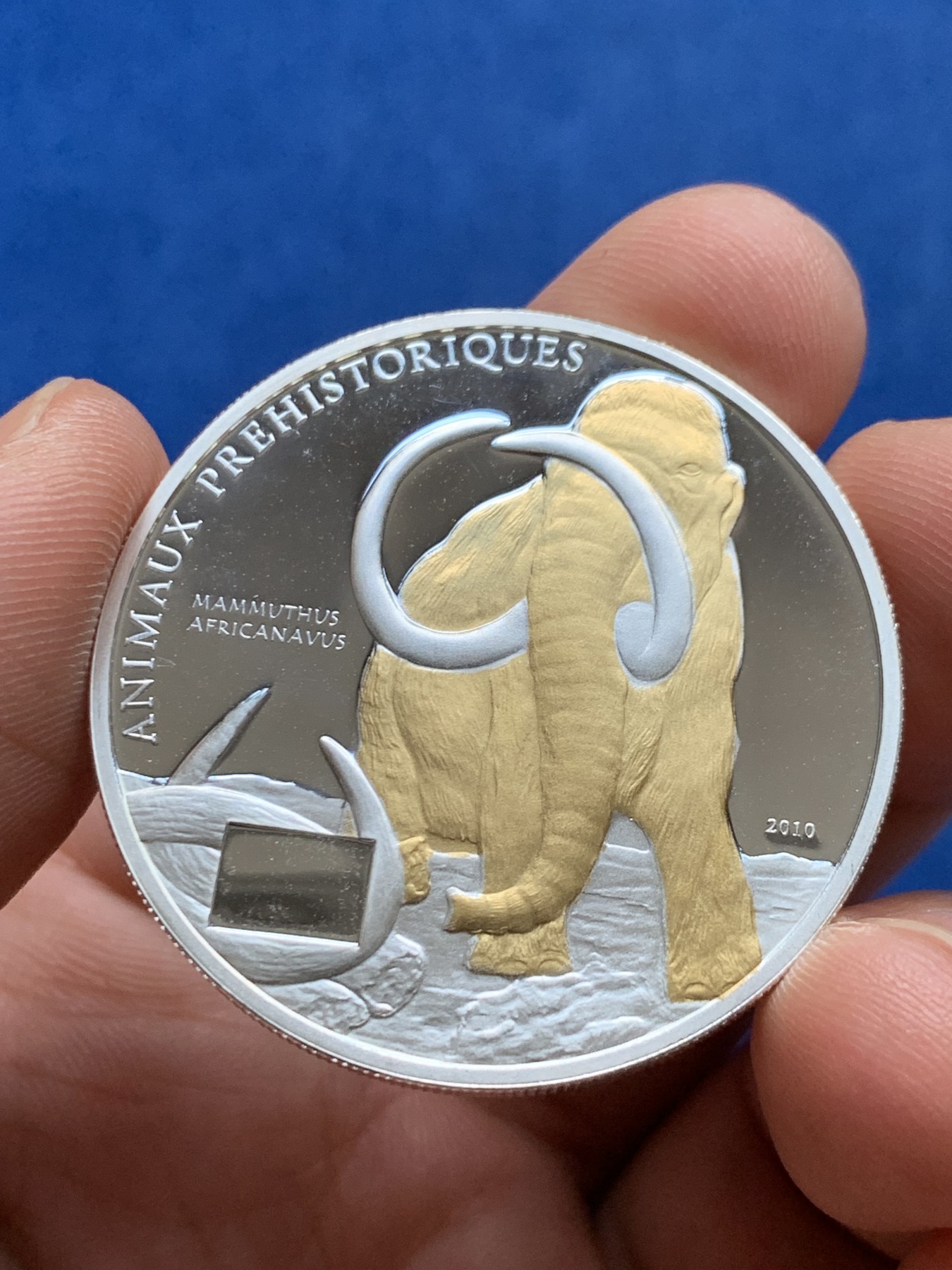 《竞宝斋》第261场-周日，周一，周二 3场连拍 (全场包邮) 科特迪瓦2010年猛犸象系列 1000法郎CFA镀金大象 存世更少 925银