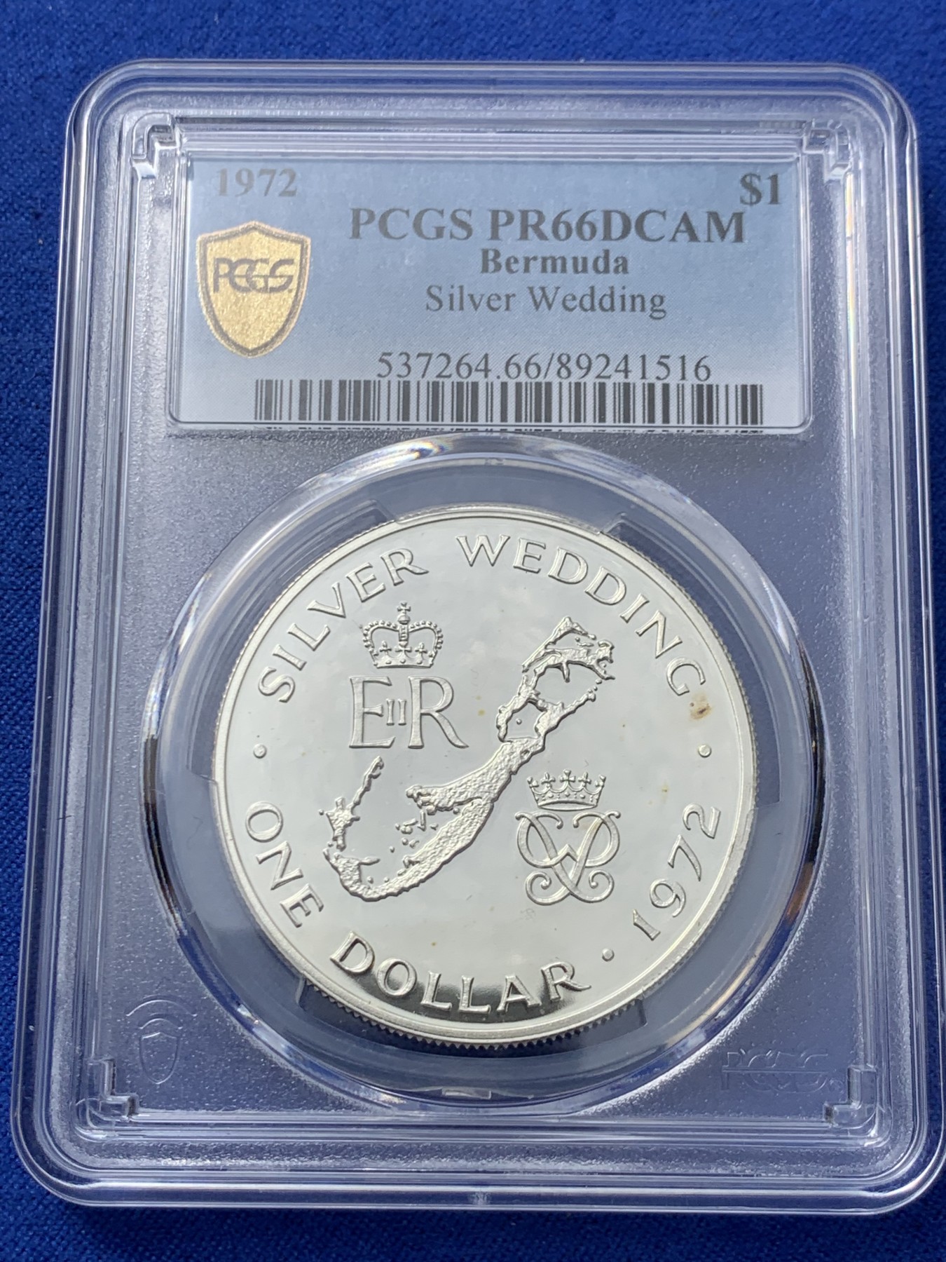 《竞宝斋》第261场-周日，周一，周二 3场连拍 (全场包邮) PCGS金盾 PR66DCAM 百慕大1972年地图1元精制大银币