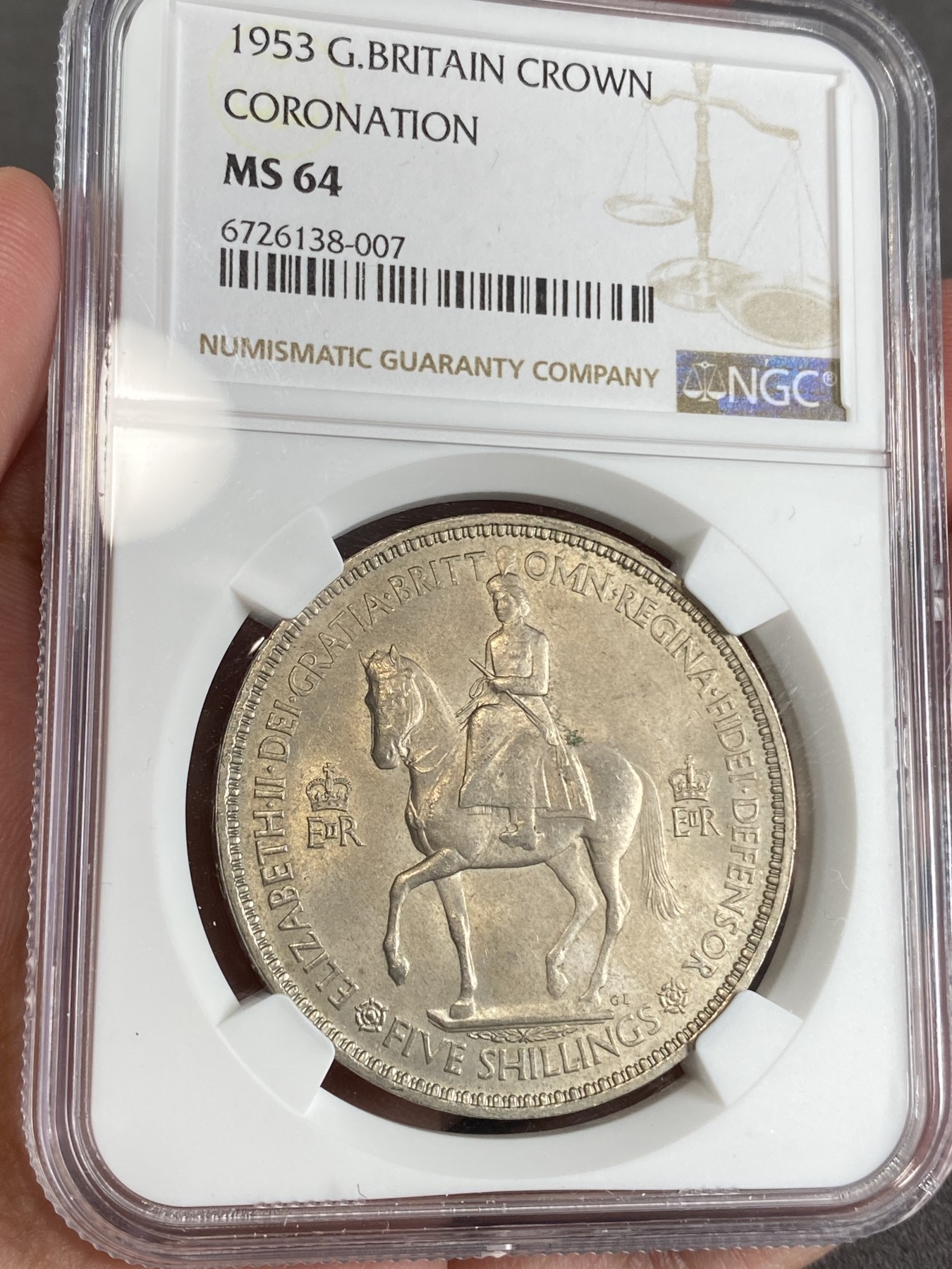 万国钱币拍卖第024期（诸神之战） NGC MS64 1953年英国伊丽莎白二世加冕纪念1克朗 英系经典加冕系列