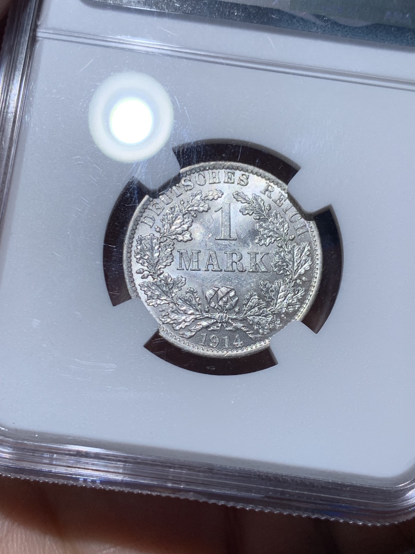 《竞宝斋》第261场-周日，周一，周二 3场连拍 (全场包邮) NGC MS62 德国1914年A版第二帝国长翅1马克银币