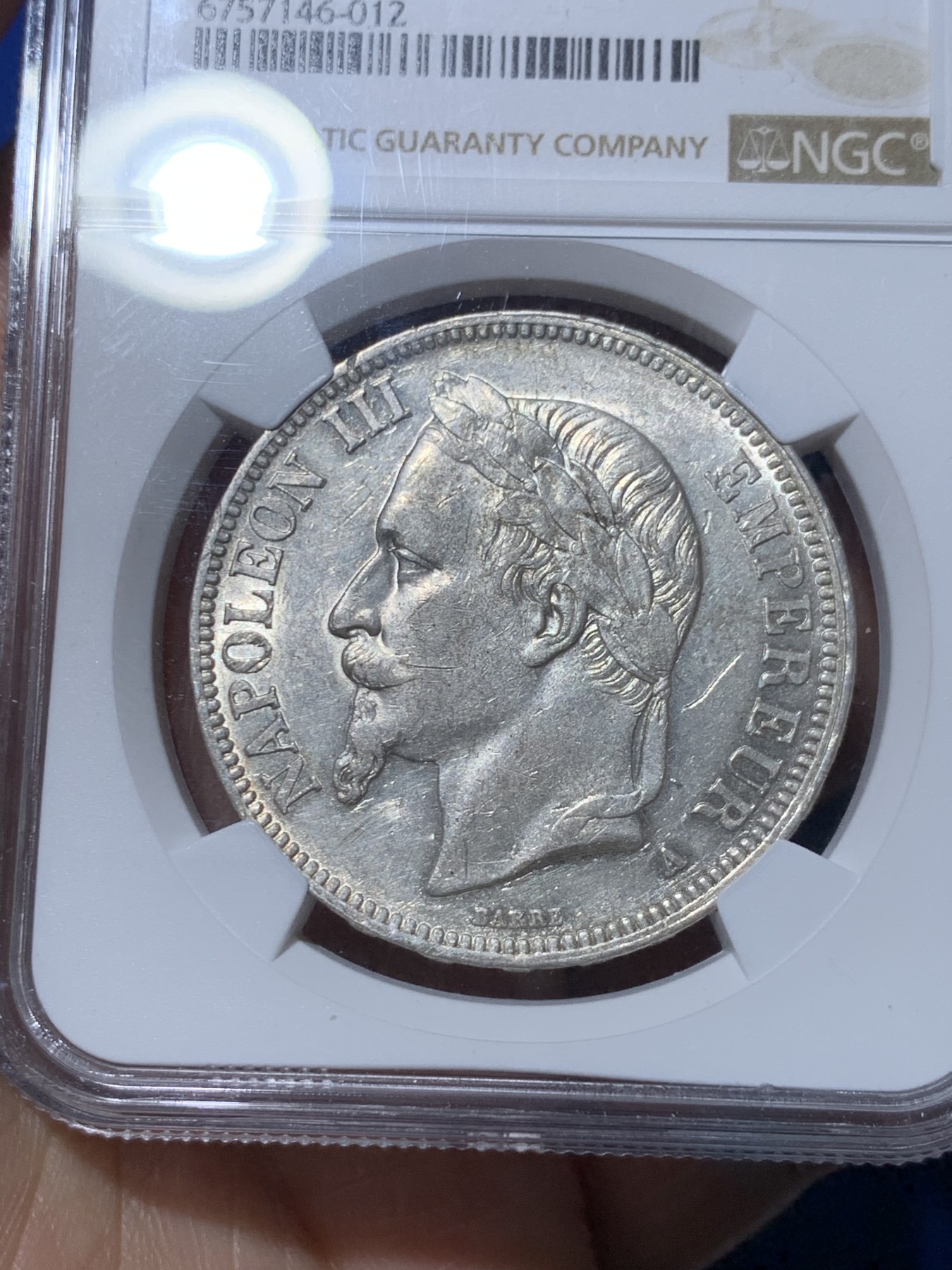 《竞宝斋》第261场-周日，周一，周二 3场连拍 (全场包邮) NGC AUD 法国1867年拿三5法郎银币