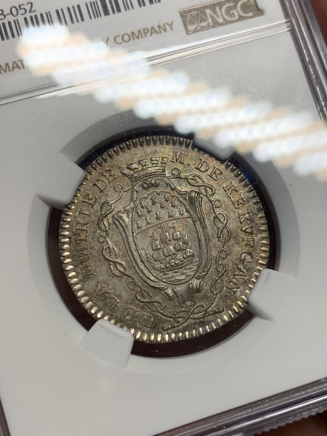 《竞宝斋》第262场-周日，周一，周二 3场连拍 (全场包邮) NGC MS64 法国1789-1790年南特市市长Kervégan先生的纹章银质jeton