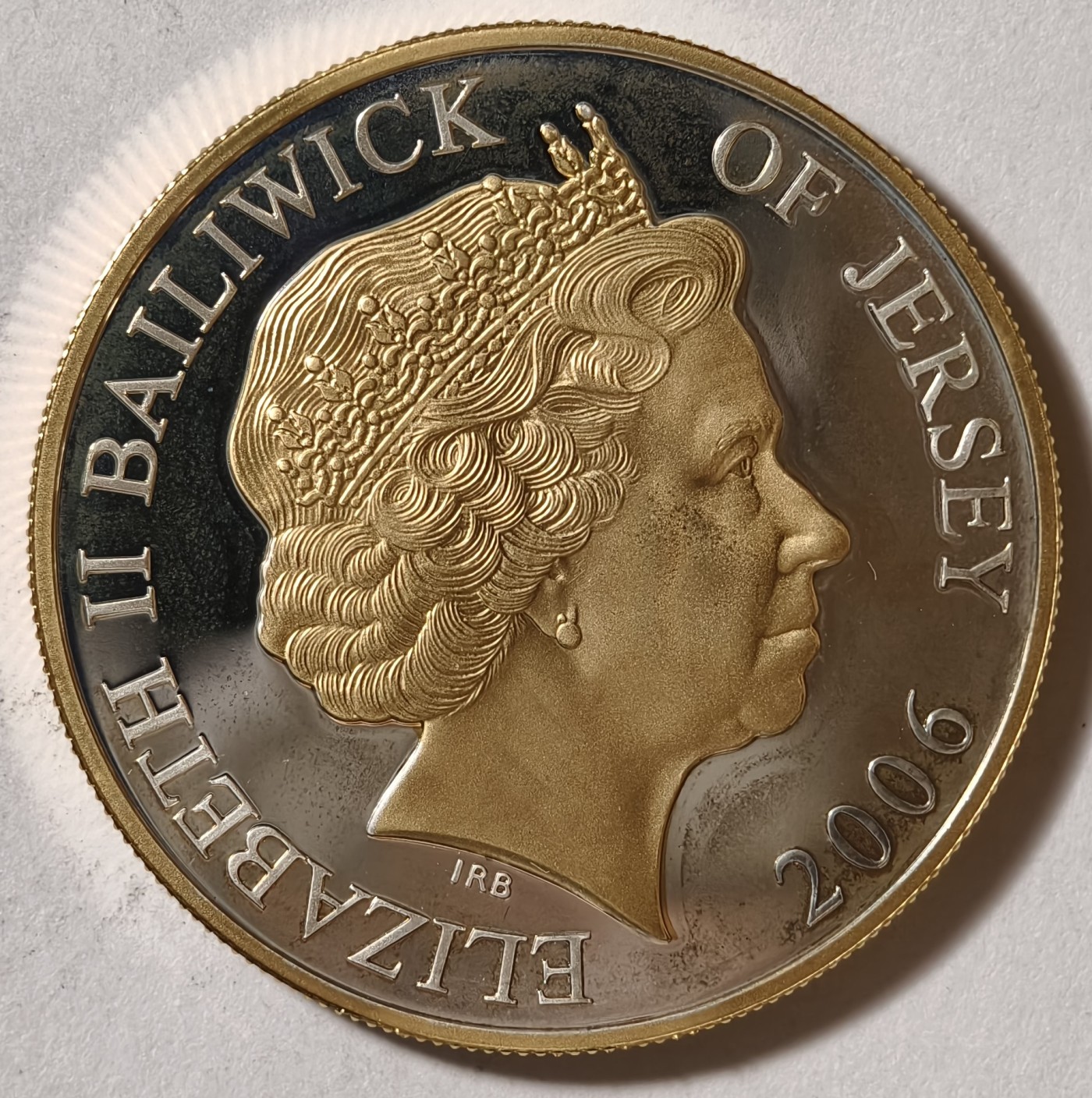 紫瑗钱币——第342期拍卖 泽西岛 2006年 伊丽莎白二世80周年诞辰 5磅 镶金币 28.28克 0.925银 精制