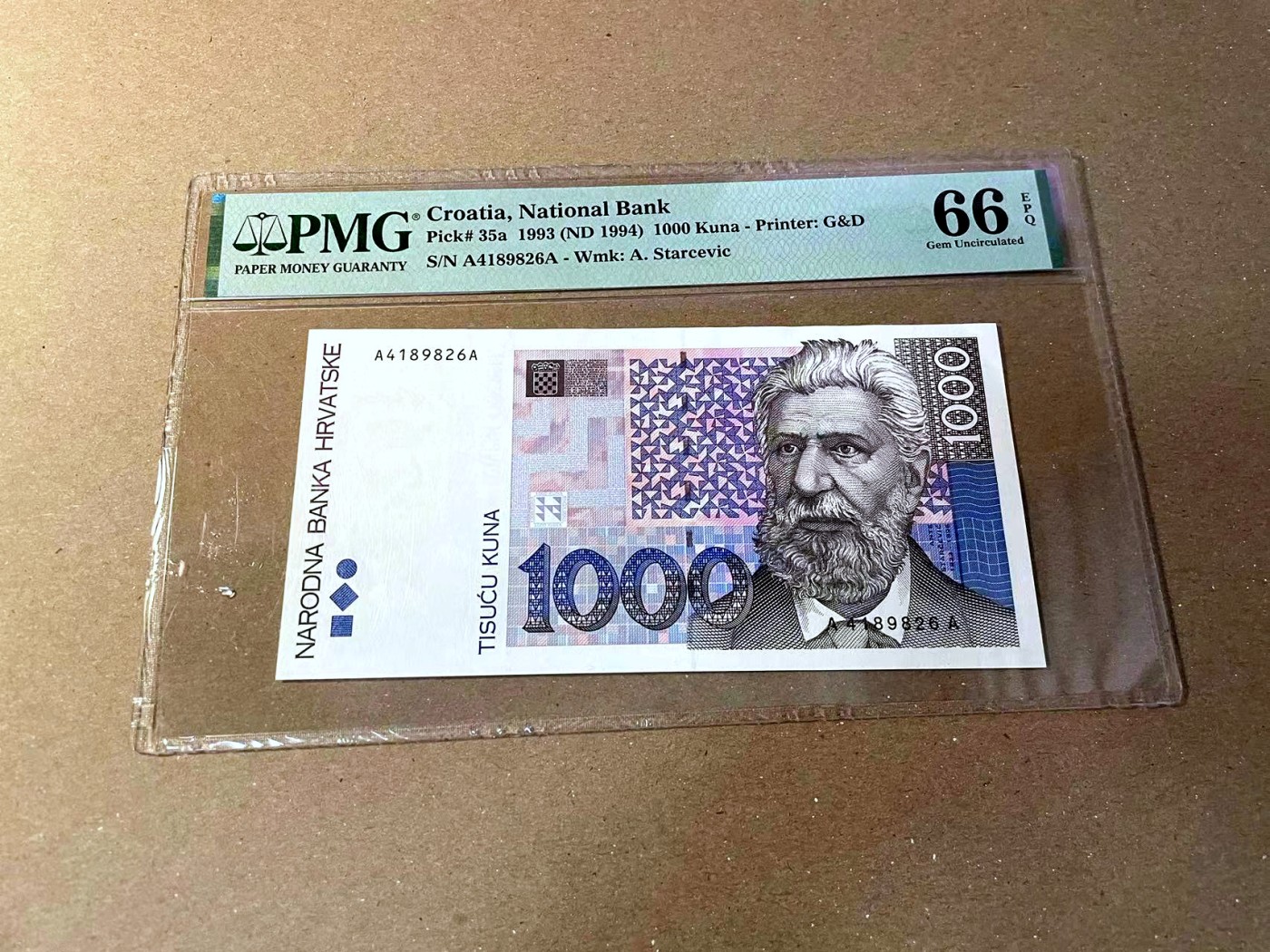 【Blue Auction】✨世界纸币精拍第466期【精】 【AA】克罗地亚 1993年1000库纳 PMG66EPQ 