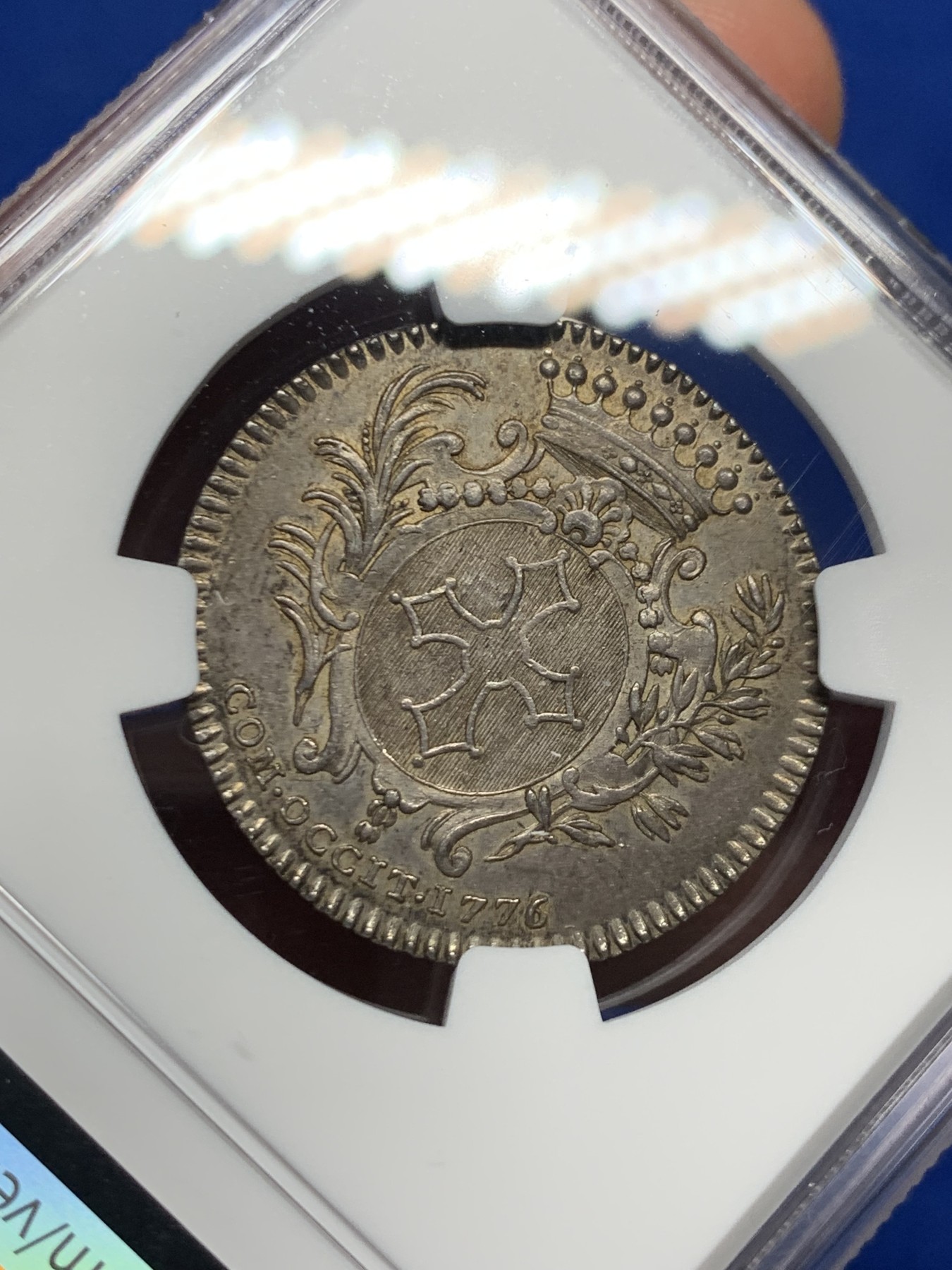 《竞宝斋》第262场-周日，周一，周二 3场连拍 (全场包邮) NGC MS63 法国 1776 路易十六 圆形银质代币