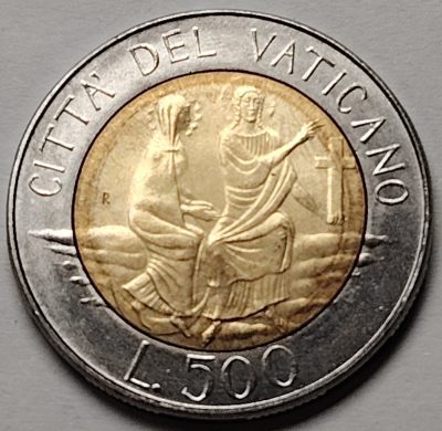 布加迪🐬～世界钱币🌾第 105 期 /  梵蒂冈🐦/圣马力诺🐬/意大利🦜等国专场 - 梵蒂冈🇻🇦 教皇约翰·保罗二世 1986年 500里拉 25.8mm