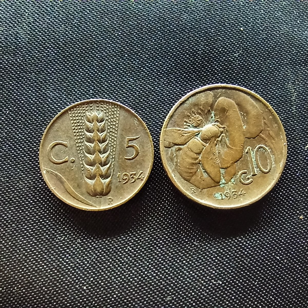 邮泉阁限时拍卖第四场 意大利硬币专场 意大利王国1934年5分10分2枚