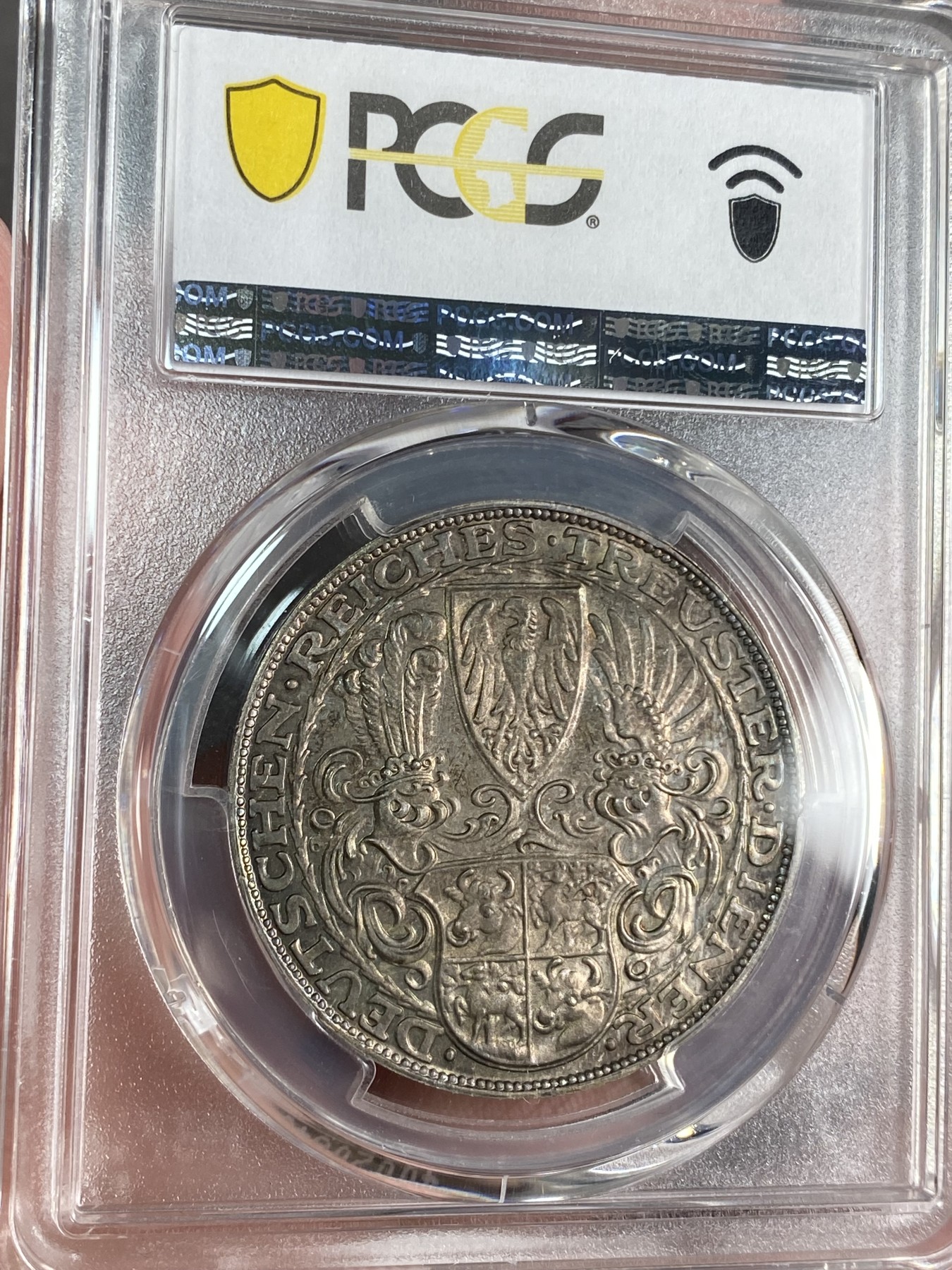 万国钱币拍卖第024期（诸神之战） PCGS SP63 1927年德国魏玛共和国总统兴登堡总统80大寿纪念5马克币章 卡尔哥茨设计 深五彩非常耐看